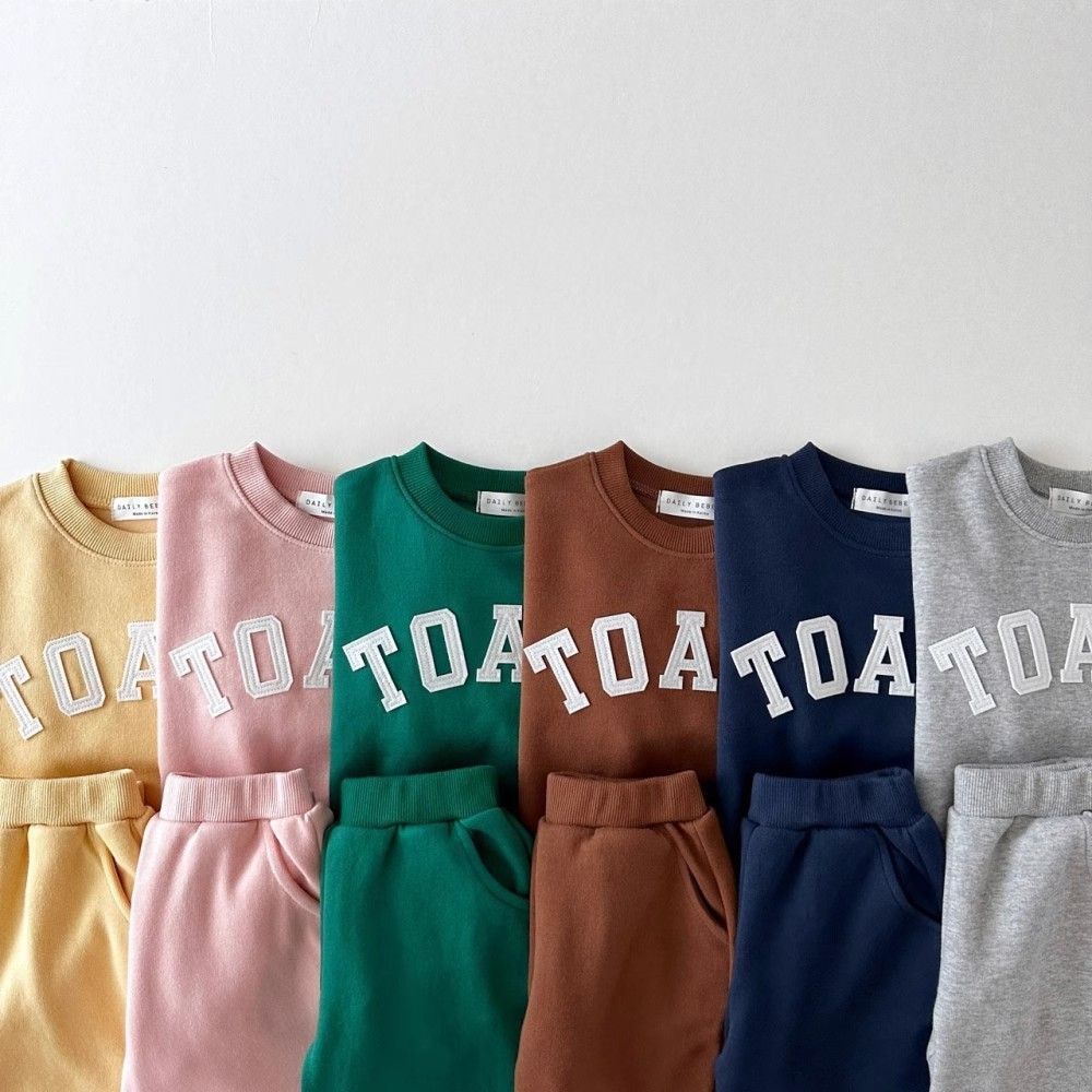 INS Korean Style Kids Sports Set – Casual Sweatshirt & Sweatpants for Boys & Girls, American Letter Print Spring & Autumn Tracksuit for Toddlers and Children