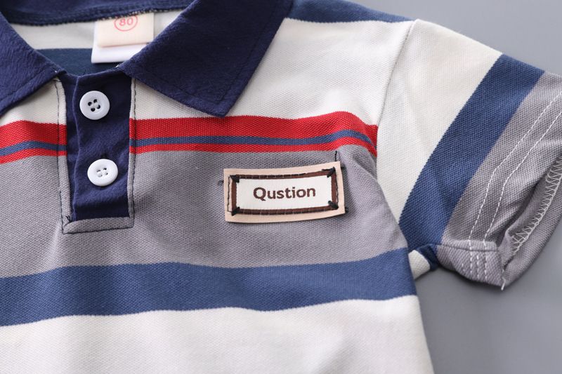 Summer Boys Outfit Set – 1–4 Years Striped Polo Shirt & Shorts, Casual Baby Boys Short Sleeve T-Shirt Set for Hot Weather