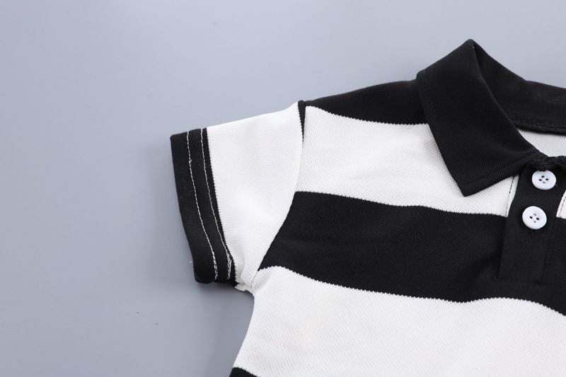 Summer Boys Outfit Set – 1–4 Years Striped Polo Shirt & Shorts, Casual Baby Boys Short Sleeve T-Shirt Set for Hot Weather