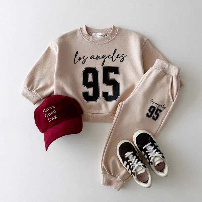 Kids’ 2-Piece Sport Tracksuit | Korean Style Spring Autumn Sweatshirt & Pants Set for Boys & Girls | Trendy Casual Outfit