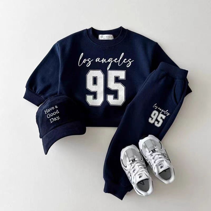 Kids’ 2-Piece Sport Tracksuit | Korean Style Spring Autumn Sweatshirt & Pants Set for Boys & Girls | Trendy Casual Outfit