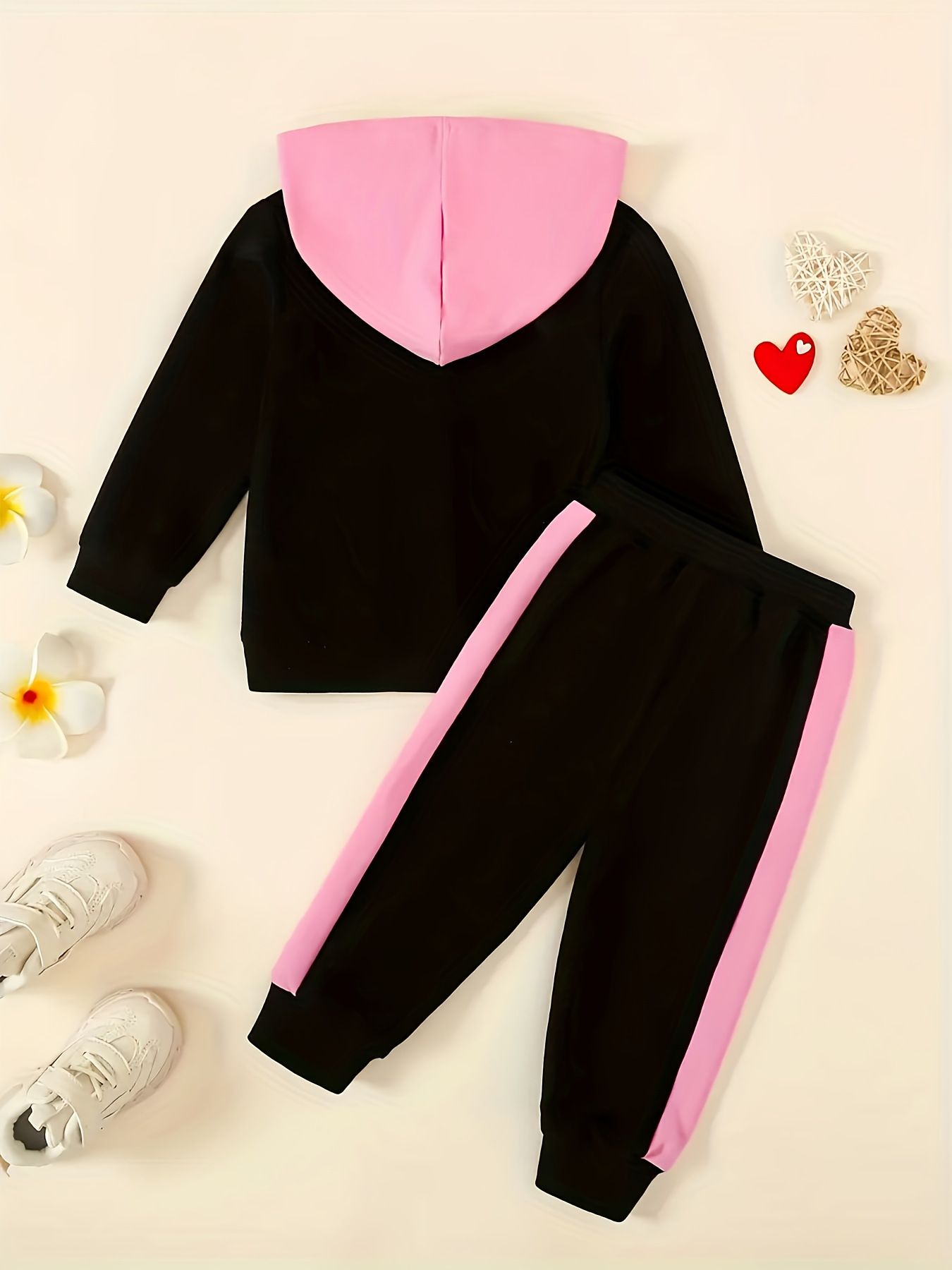 Baby Girl 2-Piece Hoodie Set | Cute Heart Print Long Sleeve Top & Pants | Korean INS Style Outfit for Spring & Autumn