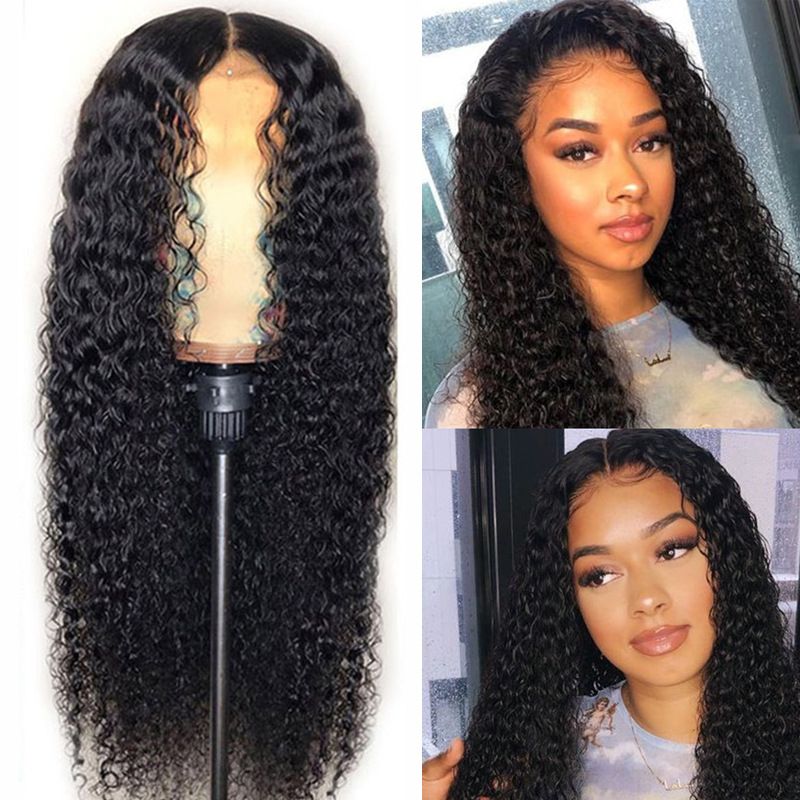 Long Curly Wig for Women – Natural Afro Small Curls Synthetic Hair, Middle Part Corn Wave Style, Soft & Fluffy Fashion Wig for Daily Use