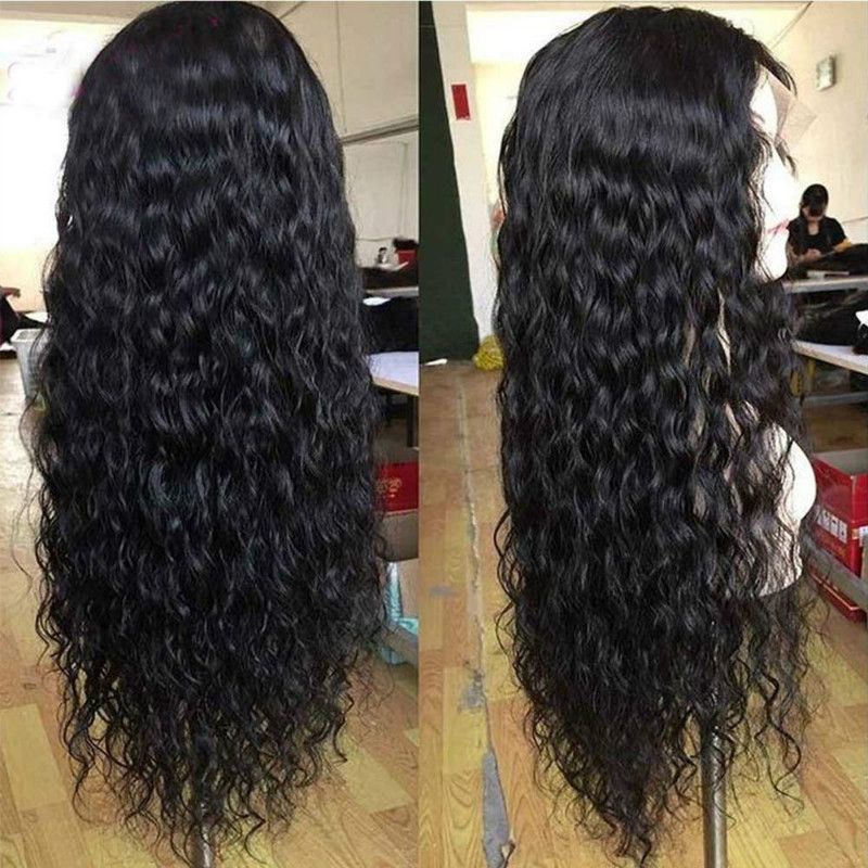 Long Curly Wig for Women – Natural Afro Small Curls Synthetic Hair, Middle Part Corn Wave Style, Soft & Fluffy Fashion Wig for Daily Use