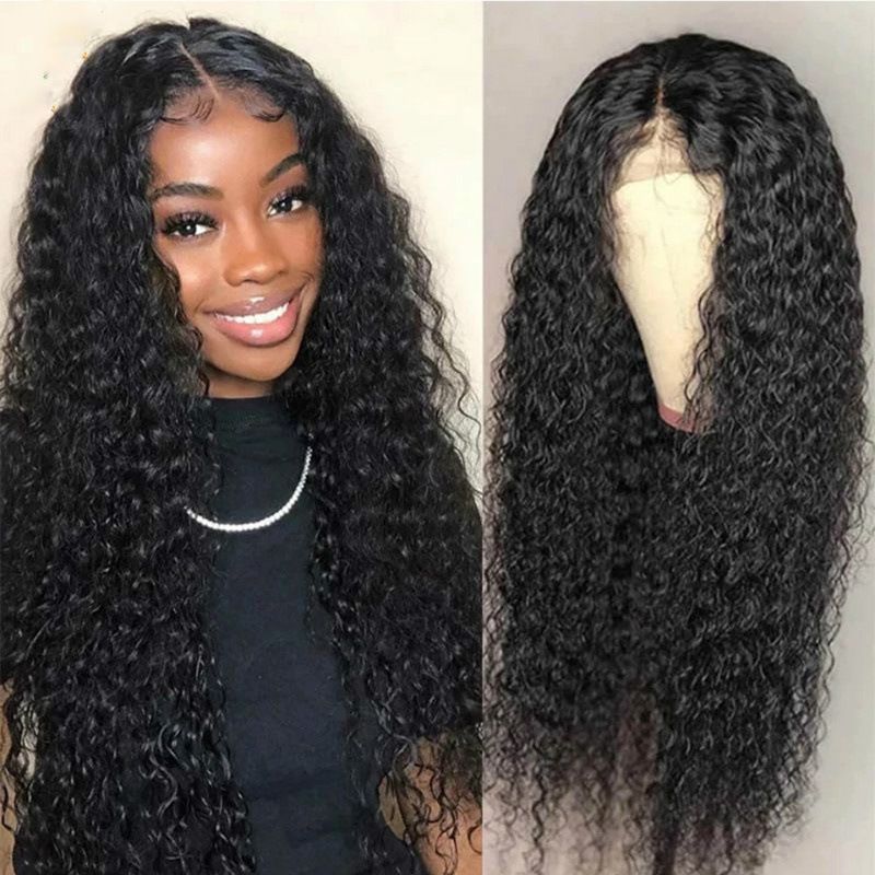 Long Curly Wig for Women – Natural Afro Small Curls Synthetic Hair, Middle Part Corn Wave Style, Soft & Fluffy Fashion Wig for Daily Use