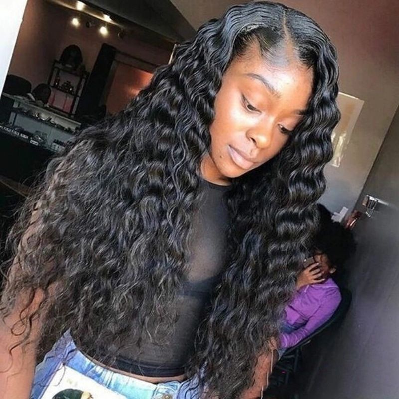 Long Curly Wig for Women – Natural Afro Small Curls Synthetic Hair, Middle Part Corn Wave Style, Soft & Fluffy Fashion Wig for Daily Use