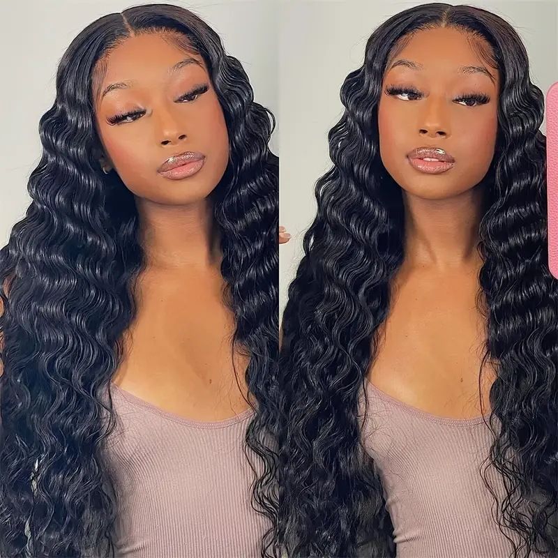 Lace Front Water Wave Curly Wig | Long Wavy Synthetic Hair Wig, Small Curls, Natural Look