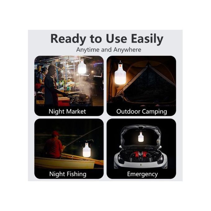 2pcs DP Light -3720 20W LED Rechargeable Bulb, a powerful and energy-saving solution designed for both indoor and outdoor use