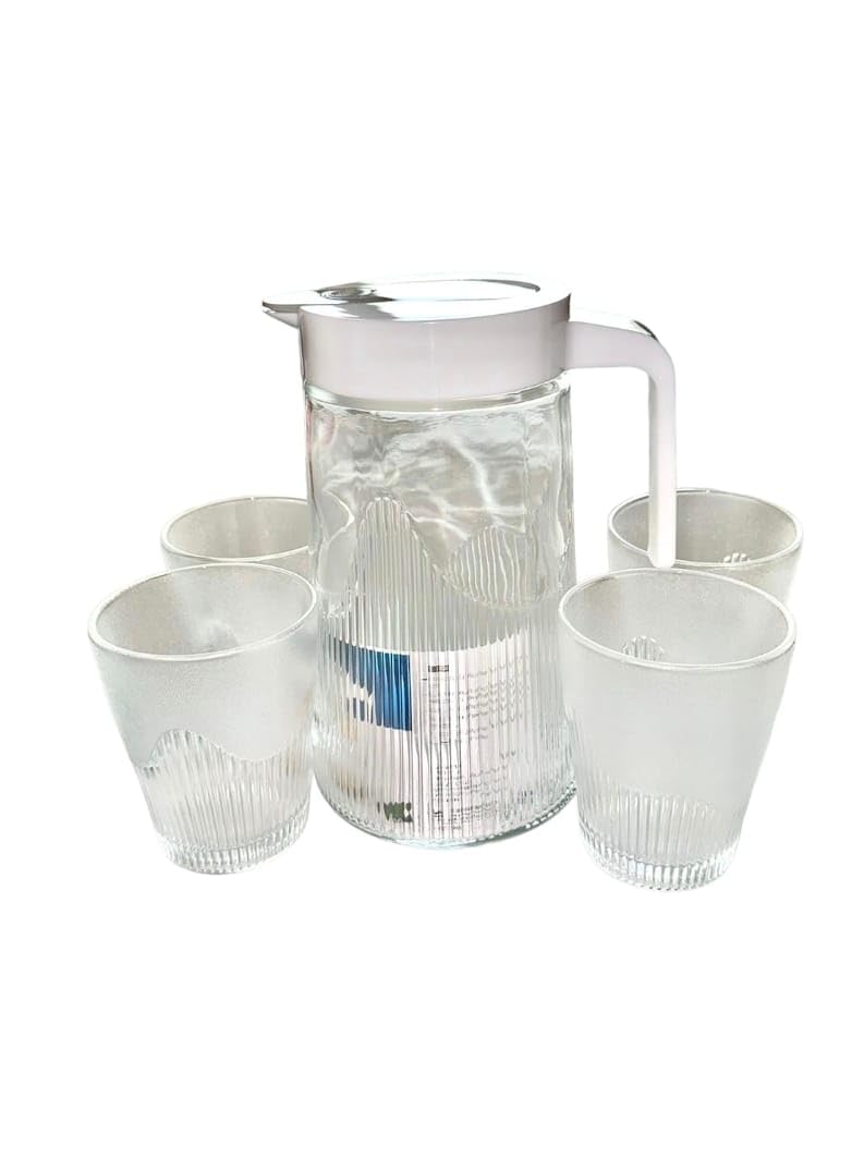 BOLIDOMI,Simple Fashion Silicone jug with 4 pieces glass set,1300 ML