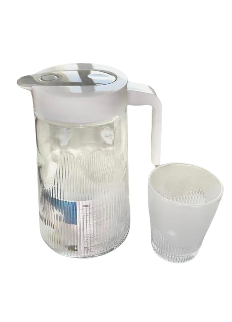 BOLIDOMI,Simple Fashion Silicone jug with 4 pieces glass set,1300 ML