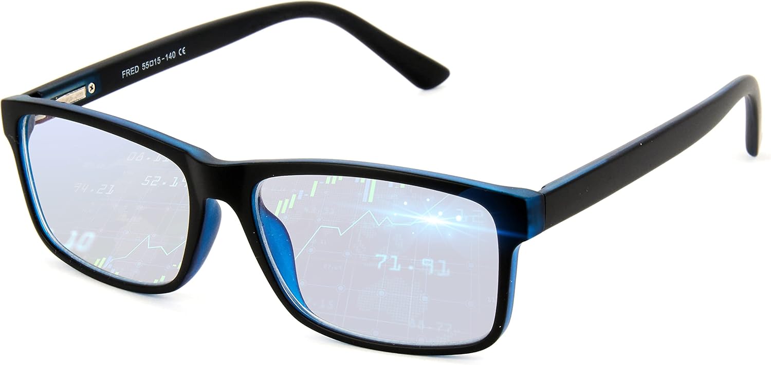 Blue Light Block Glasses Men & Women Anti Eye Strain Headache Computer Video Gaming Glasses Gamer Filter Screen Glare UV Protective Blocker Clear Lens Rectangle Wide Nerd Small Black Lightweight Frame
