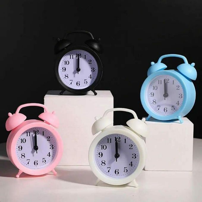 Analog Alarm Clock Quartz Movement Alarm Clock Electronic Round Number Double Bell Desk Table Digital Quartz Clock for Bedroom Home Decoration Portable Alarm Clock