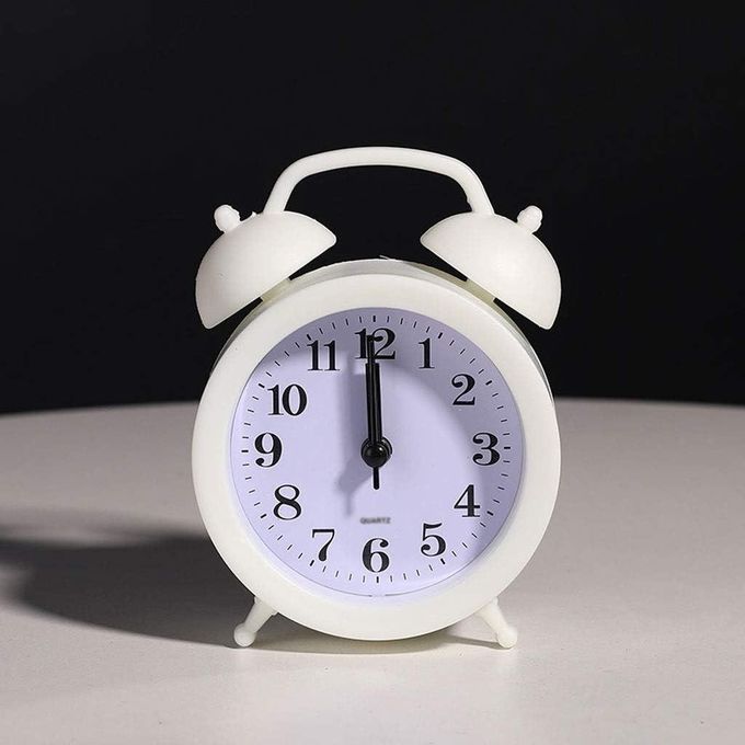 Analog Alarm Clock Quartz Movement Alarm Clock Electronic Round Number Double Bell Desk Table Digital Quartz Clock for Bedroom Home Decoration Portable Alarm Clock
