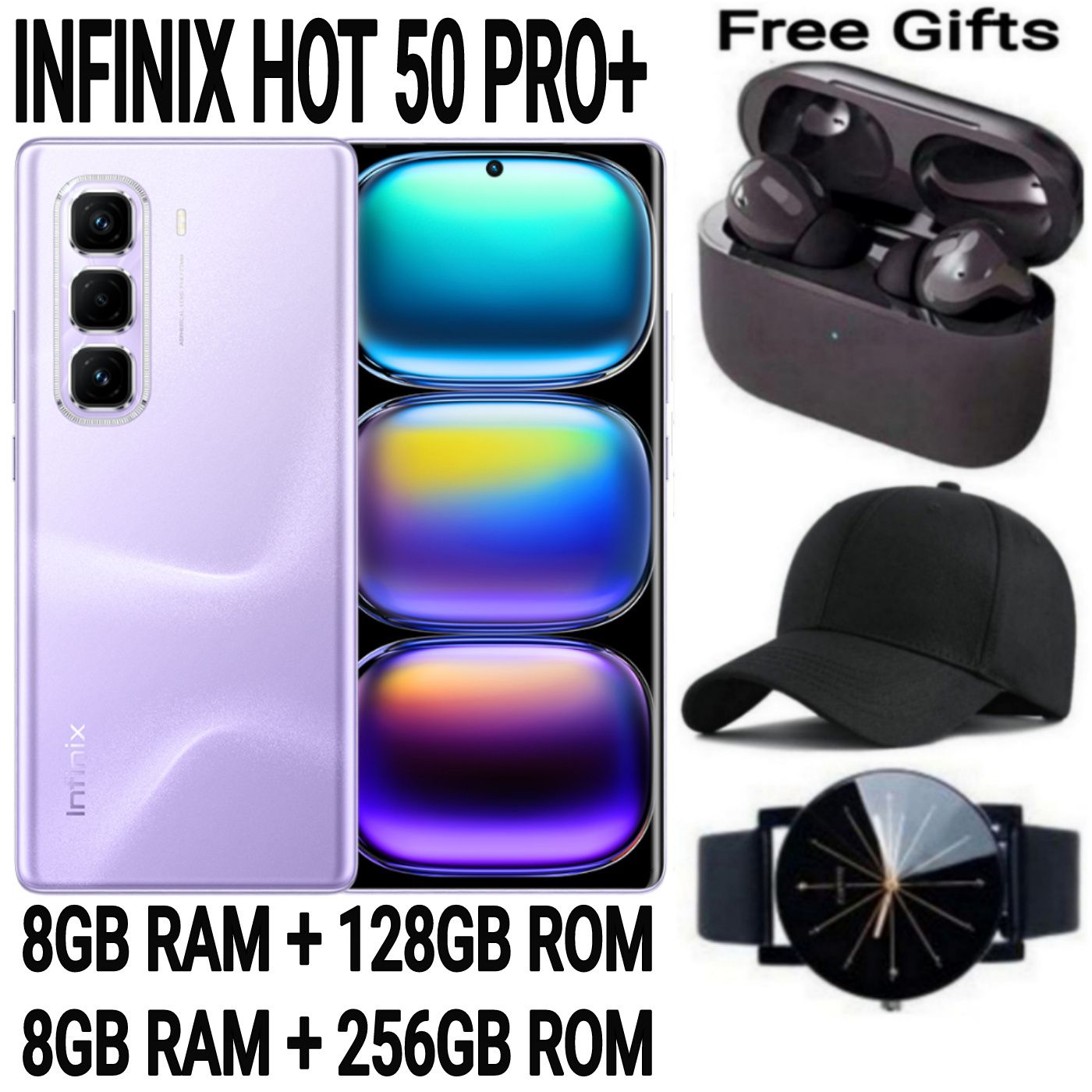 [SUPER DEALS] Infinix Hot 50 Pro Plus 256GB+16(8+8)GB 6.7" 3D-Curved AMOLED 120Hz Screen Phone 5000mAh With 33W Type-C 50MP Camera Smartphonet Phone + FREE AMAZING QUALITY GIFTS