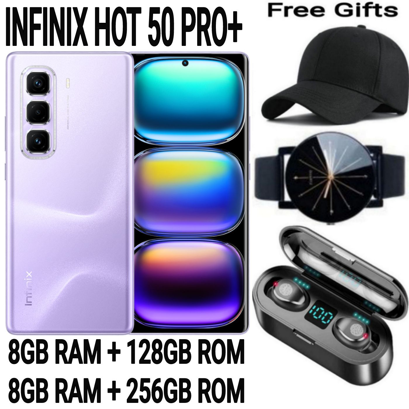 [SUPER DEALS] Infinix Hot 50 Pro Plus 256GB+16(8+8)GB 6.7" 3D-Curved AMOLED 120Hz Screen Phone 5000mAh With 33W Type-C 50MP Camera Smartphonet Phone + FREE AMAZING QUALITY GIFTS