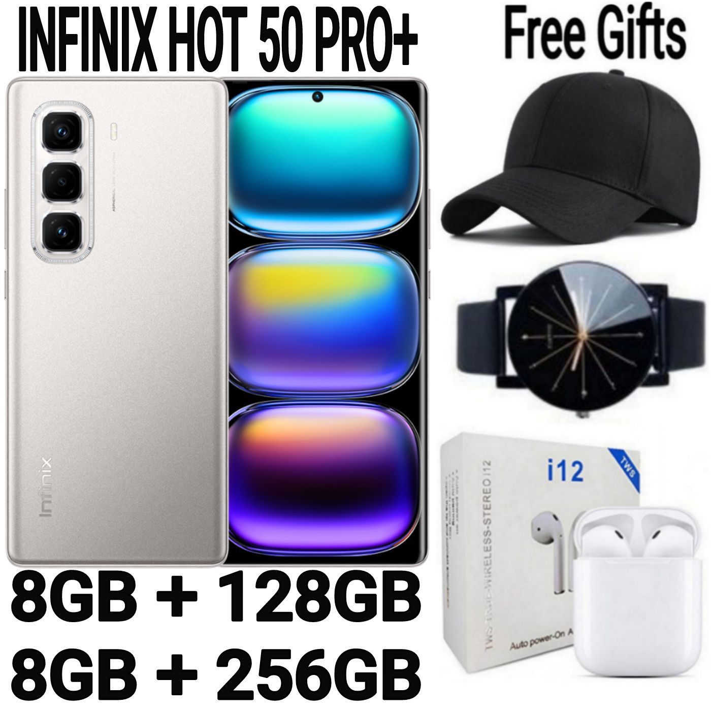 [SUPER DEALS] Infinix Hot 50 Pro Plus 256GB+16(8+8)GB 6.7" 3D-Curved AMOLED 120Hz Screen Phone 5000mAh With 33W Type-C 50MP Camera Smartphonet Phone + FREE AMAZING QUALITY GIFTS