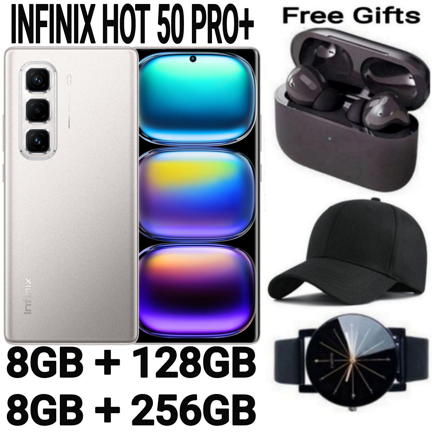 [SUPER DEALS] Infinix Hot 50 Pro Plus 256GB+16(8+8)GB 6.7" 3D-Curved AMOLED 120Hz Screen Phone 5000mAh With 33W Type-C 50MP Camera Smartphonet Phone + FREE AMAZING QUALITY GIFTS