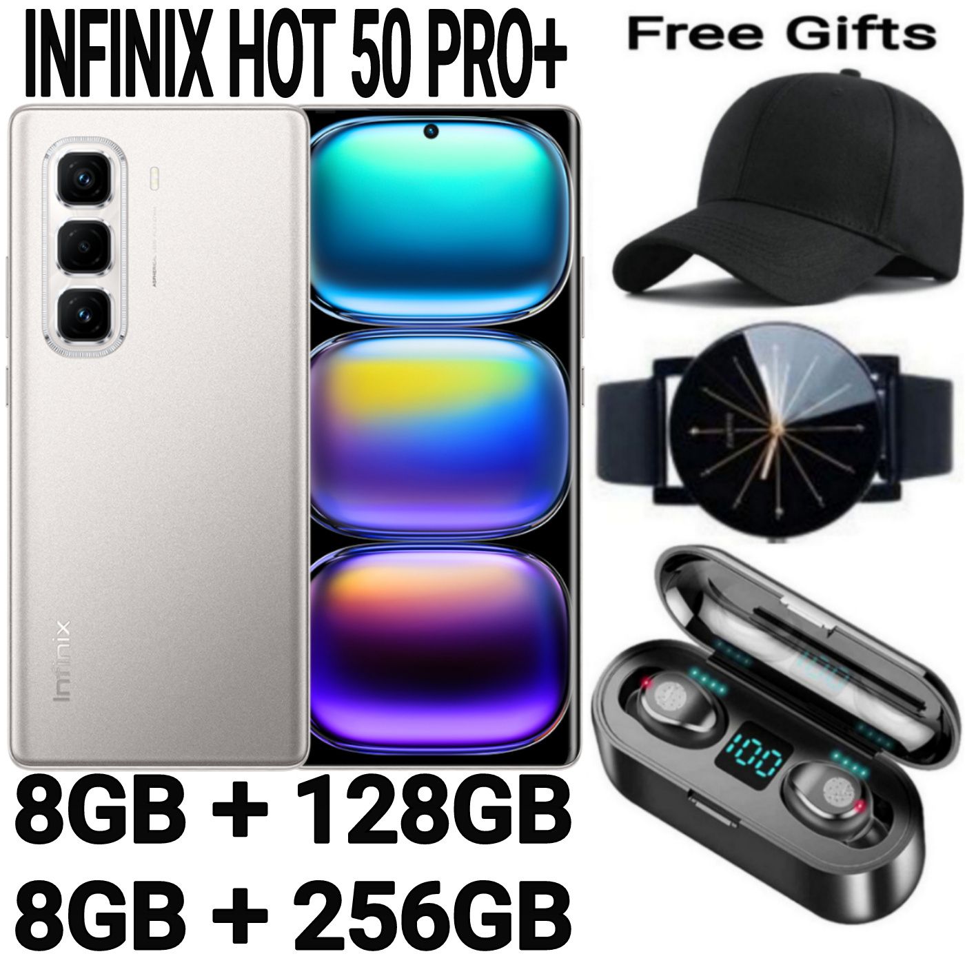 [SUPER DEALS] Infinix Hot 50 Pro Plus 256GB+16(8+8)GB 6.7" 3D-Curved AMOLED 120Hz Screen Phone 5000mAh With 33W Type-C 50MP Camera Smartphonet Phone + FREE AMAZING QUALITY GIFTS
