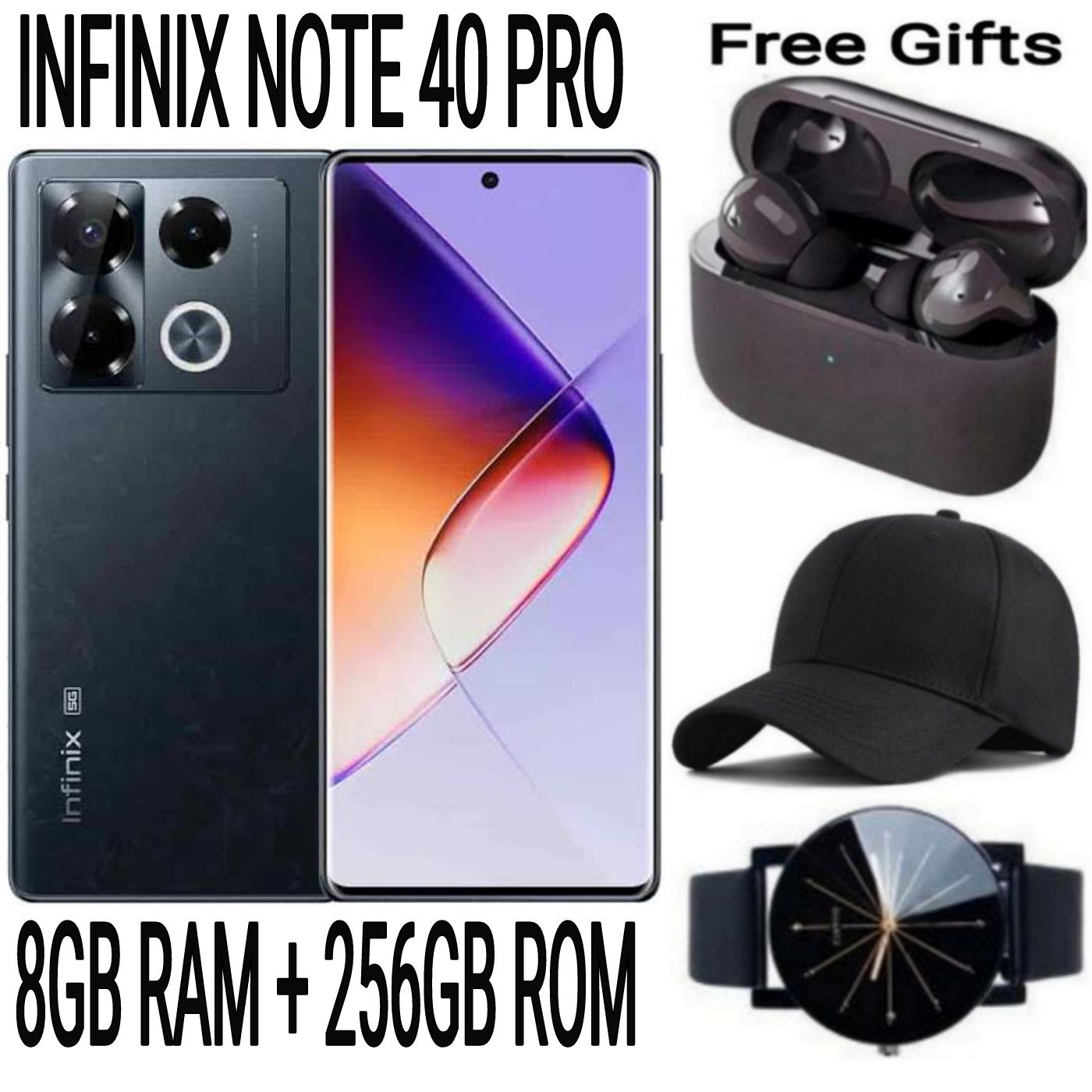 [SUPER DEALS] INFINIX NOTE 40 PRO 256GB+16GB (8+8)GB RAM 6.78" Screen Dual SIM Phone 5000mAh Battery 70W Charging 108MP Camera Android 14 + FREE QUALITY GIFTS