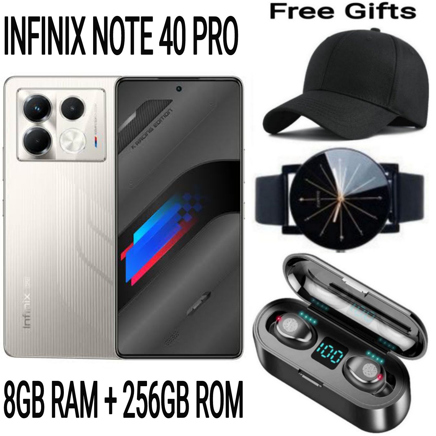 [SUPER DEALS] INFINIX NOTE 40 PRO 256GB+16GB (8+8)GB RAM 6.78" Screen Dual SIM Phone 5000mAh Battery 70W Charging 108MP Camera Android 14 + FREE QUALITY GIFTS