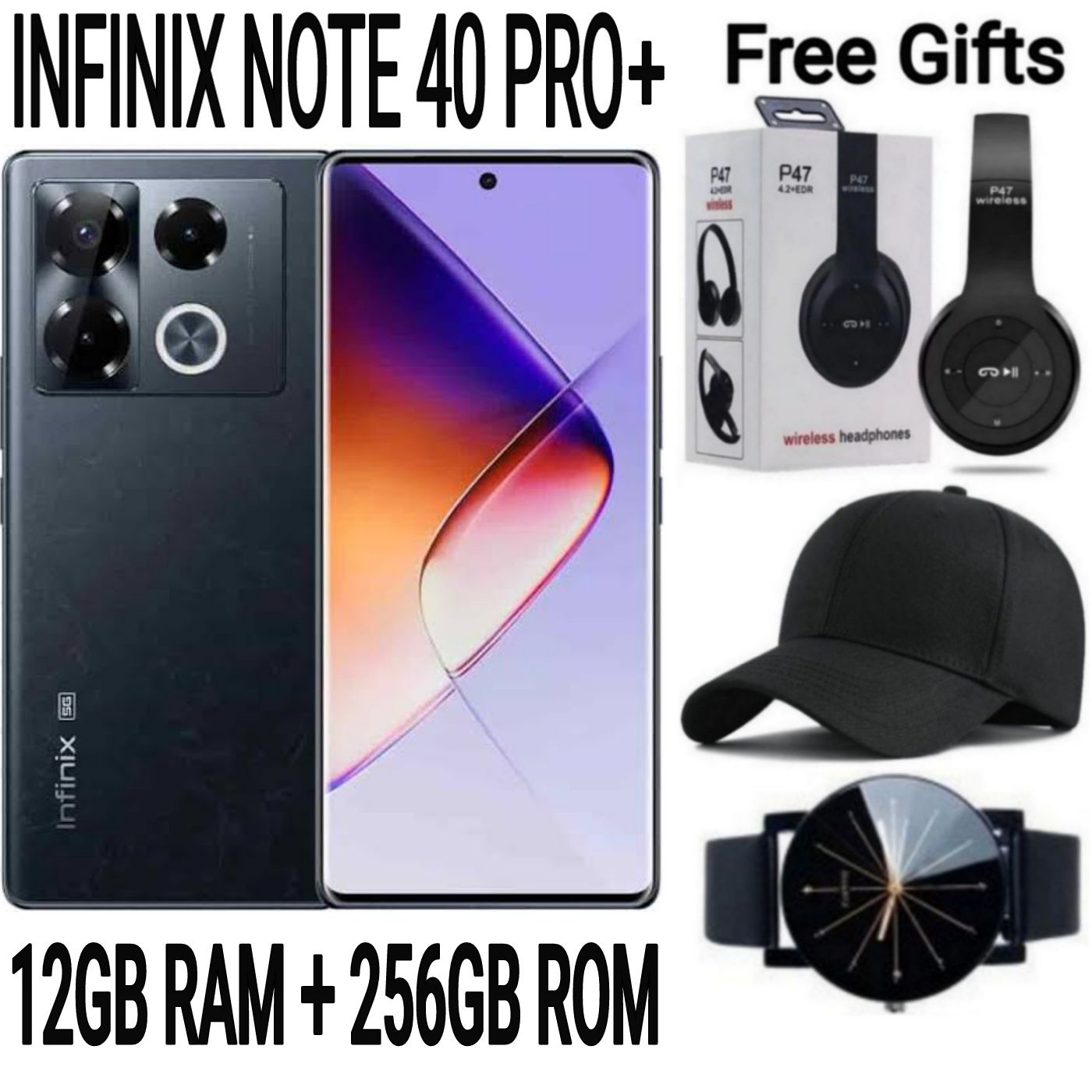 [SUPER DEALS] INFINIX NOTE 40 PRO+ 256GB+24GB (12+12)GB RAM 6.78" Screen Dual SIM Phone 5000mAh Battery 70W Charging 108MP Camera Android 14 + FREE QUALITY GIFTS