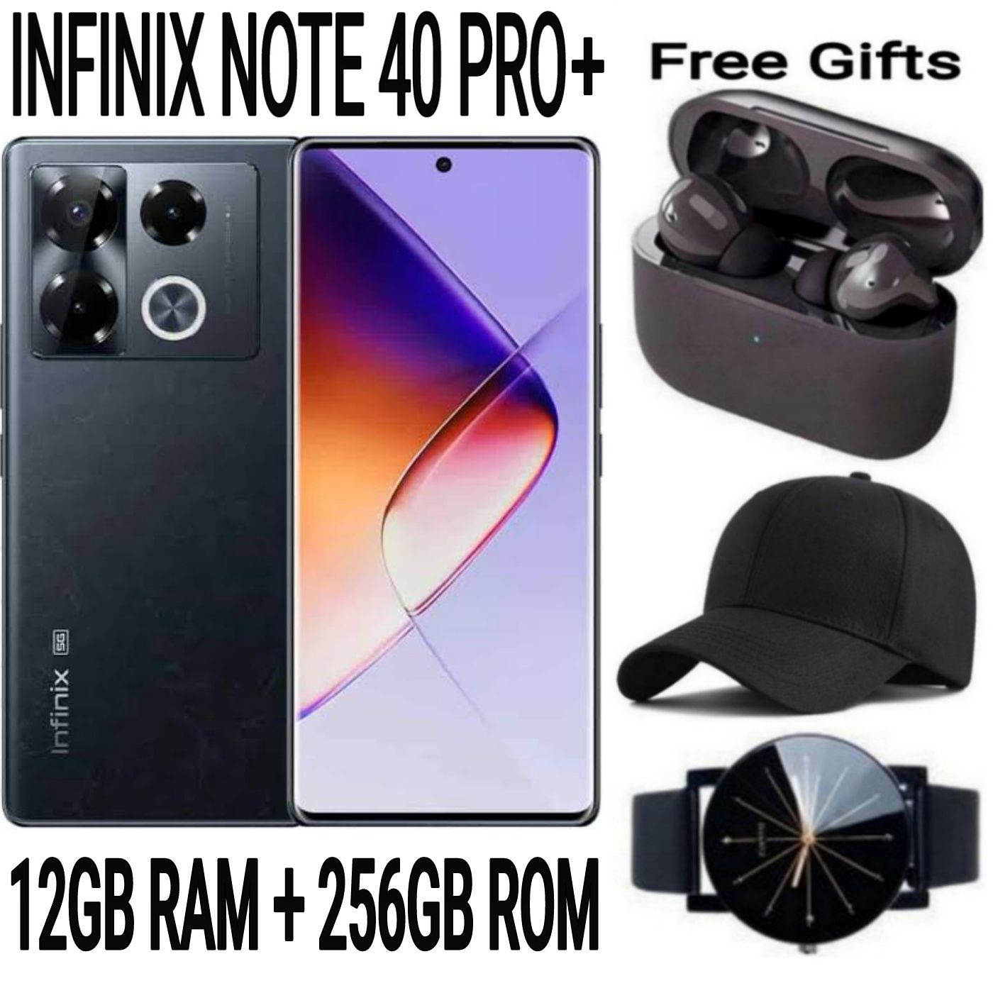 [SUPER DEALS] INFINIX NOTE 40 PRO+ 256GB+24GB (12+12)GB RAM 6.78" Screen Dual SIM Phone 5000mAh Battery 70W Charging 108MP Camera Android 14 + FREE QUALITY GIFTS