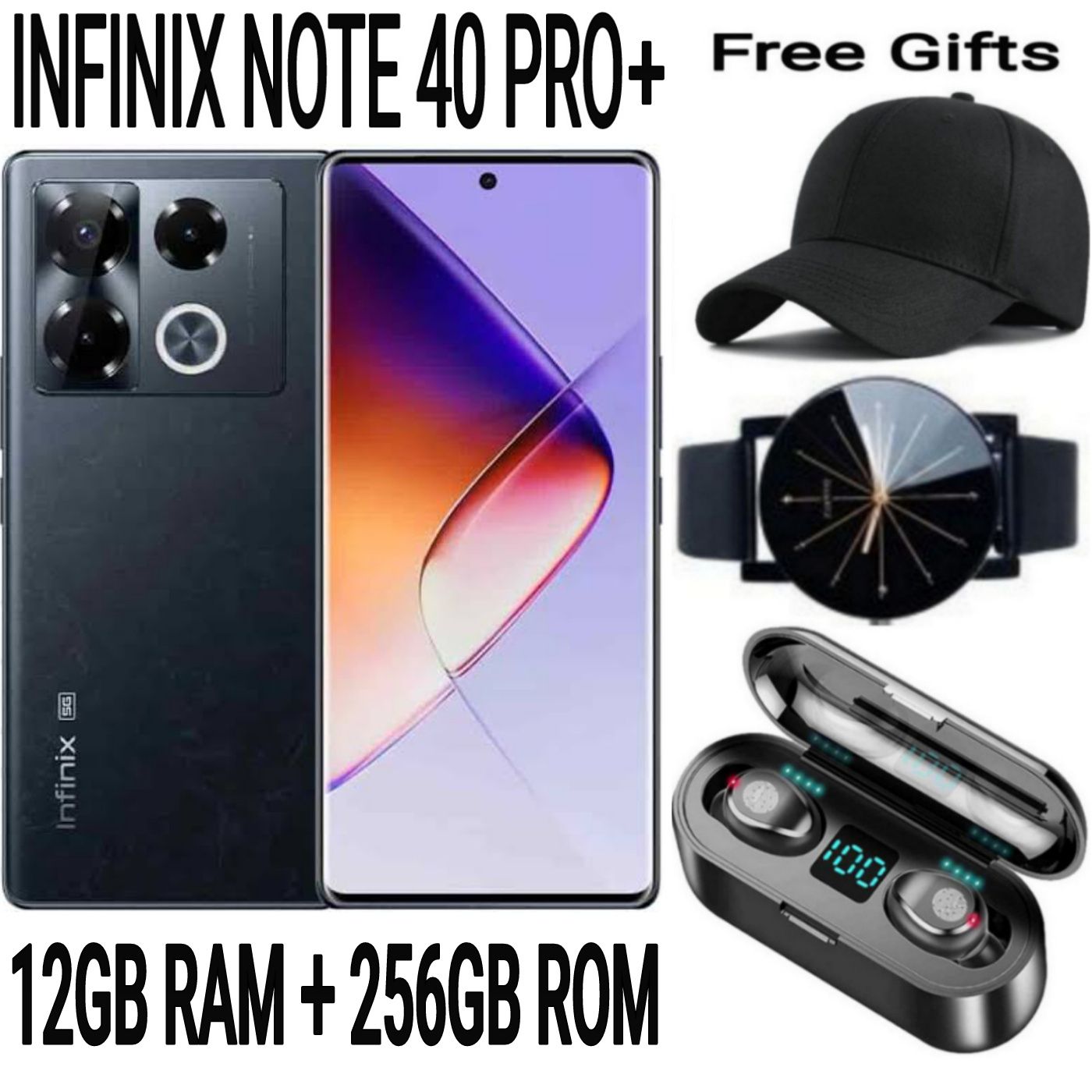 [SUPER DEALS] INFINIX NOTE 40 PRO+ 256GB+24GB (12+12)GB RAM 6.78" Screen Dual SIM Phone 5000mAh Battery 70W Charging 108MP Camera Android 14 + FREE QUALITY GIFTS