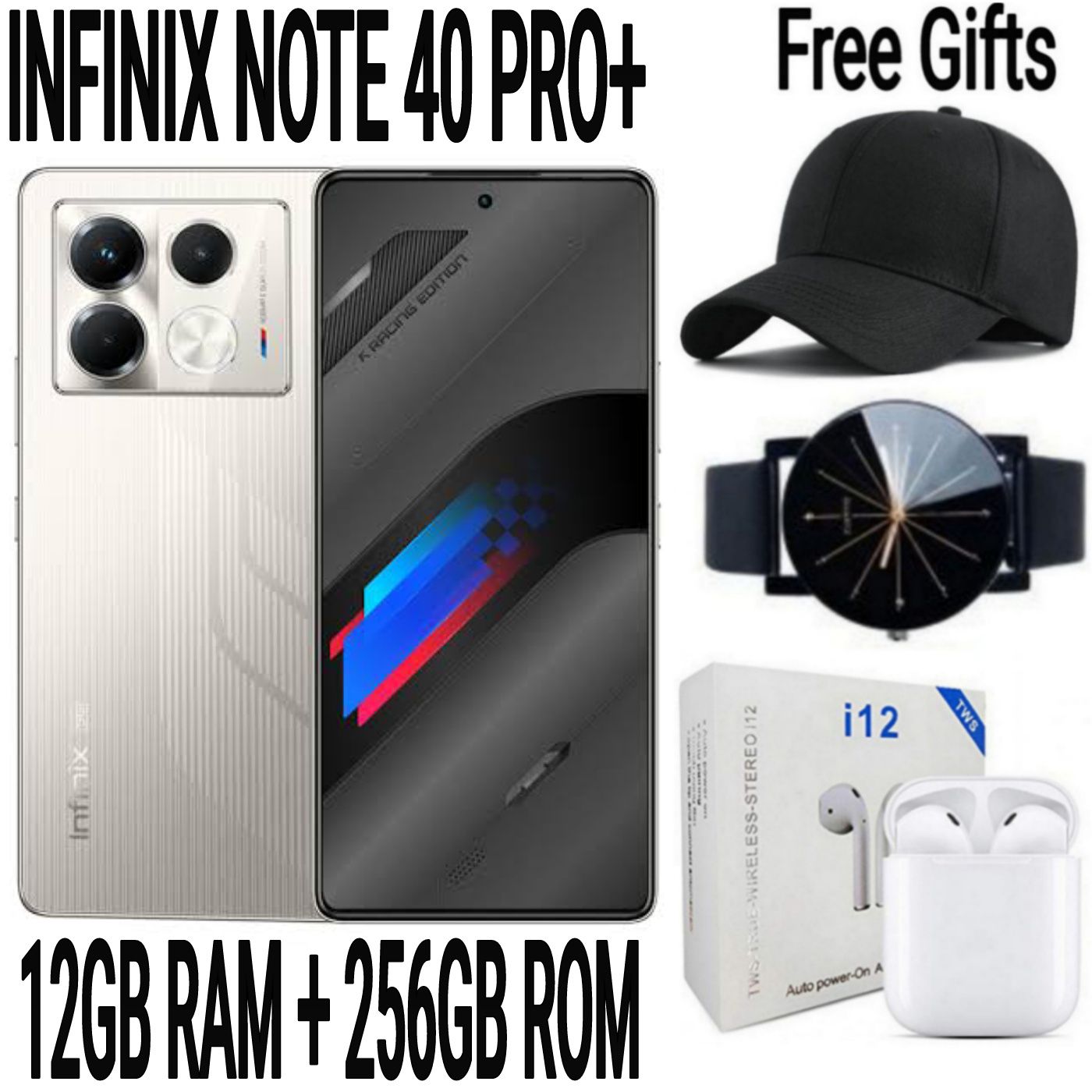 [SUPER DEALS] INFINIX NOTE 40 PRO+ 256GB+24GB (12+12)GB RAM 6.78" Screen Dual SIM Phone 5000mAh Battery 70W Charging 108MP Camera Android 14 + FREE QUALITY GIFTS