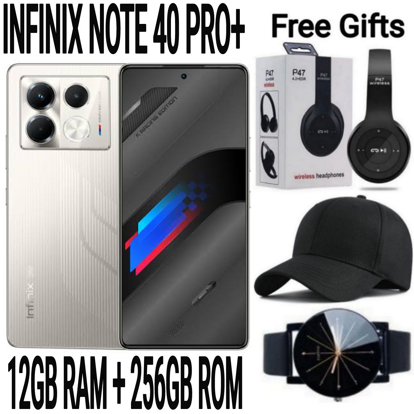 [SUPER DEALS] INFINIX NOTE 40 PRO+ 256GB+24GB (12+12)GB RAM 6.78" Screen Dual SIM Phone 5000mAh Battery 70W Charging 108MP Camera Android 14 + FREE QUALITY GIFTS