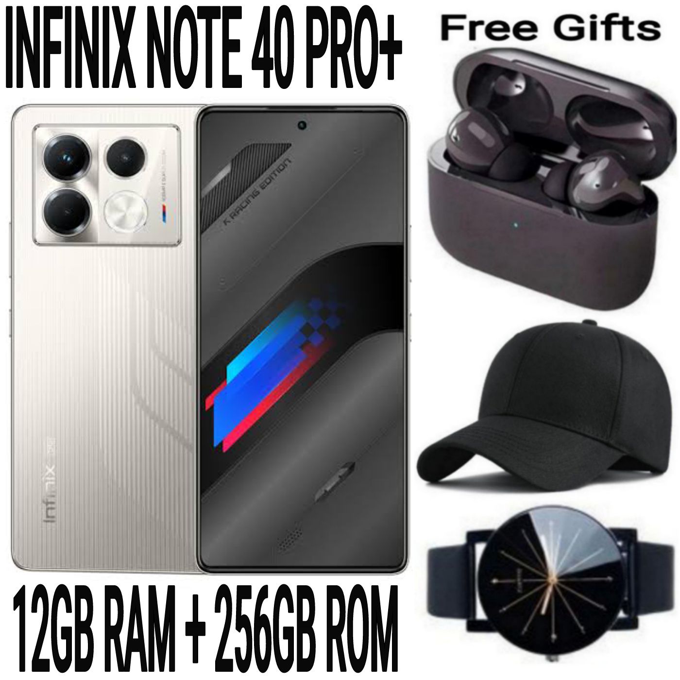 [SUPER DEALS] INFINIX NOTE 40 PRO+ 256GB+24GB (12+12)GB RAM 6.78" Screen Dual SIM Phone 5000mAh Battery 70W Charging 108MP Camera Android 14 + FREE QUALITY GIFTS