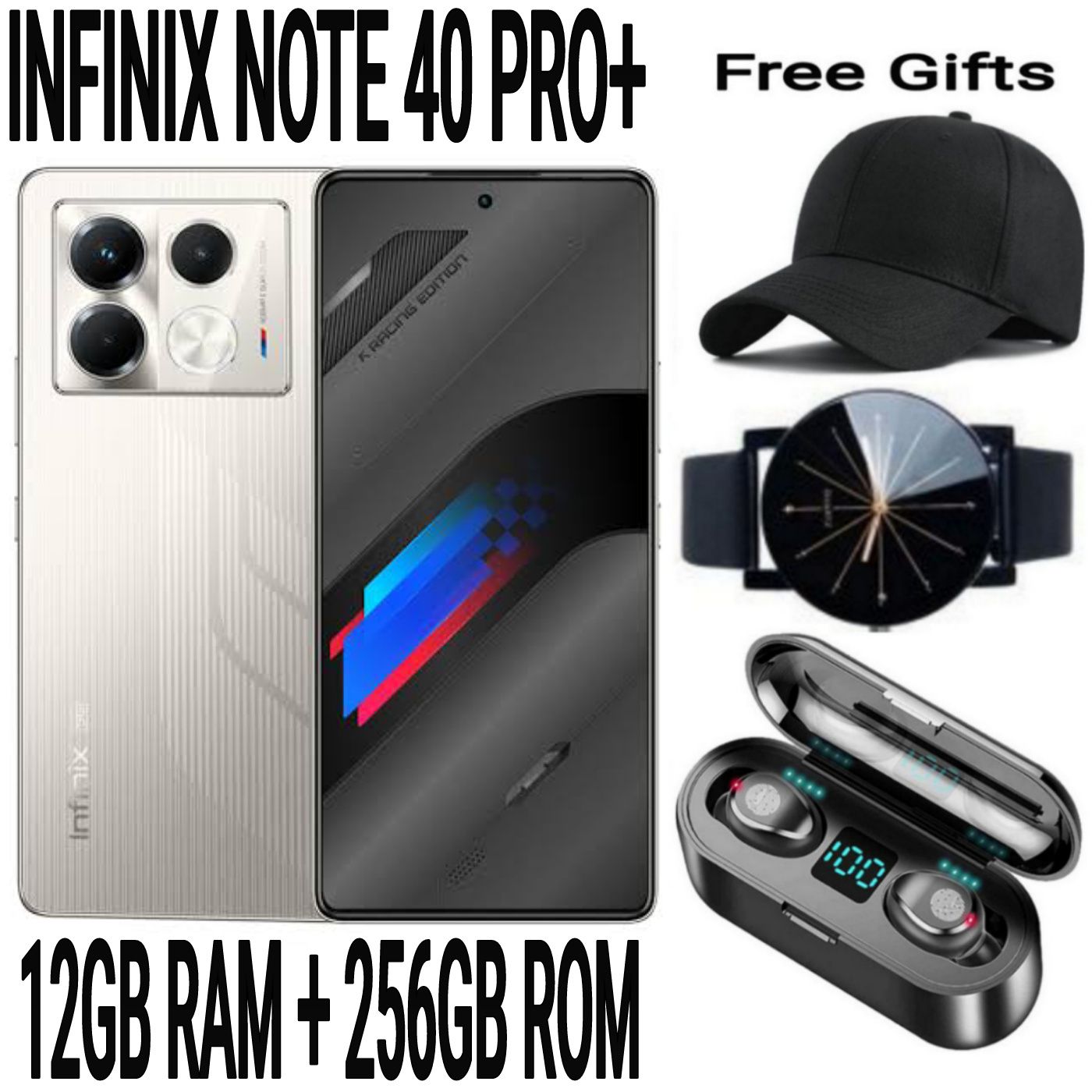 [SUPER DEALS] INFINIX NOTE 40 PRO+ 256GB+24GB (12+12)GB RAM 6.78" Screen Dual SIM Phone 5000mAh Battery 70W Charging 108MP Camera Android 14 + FREE QUALITY GIFTS