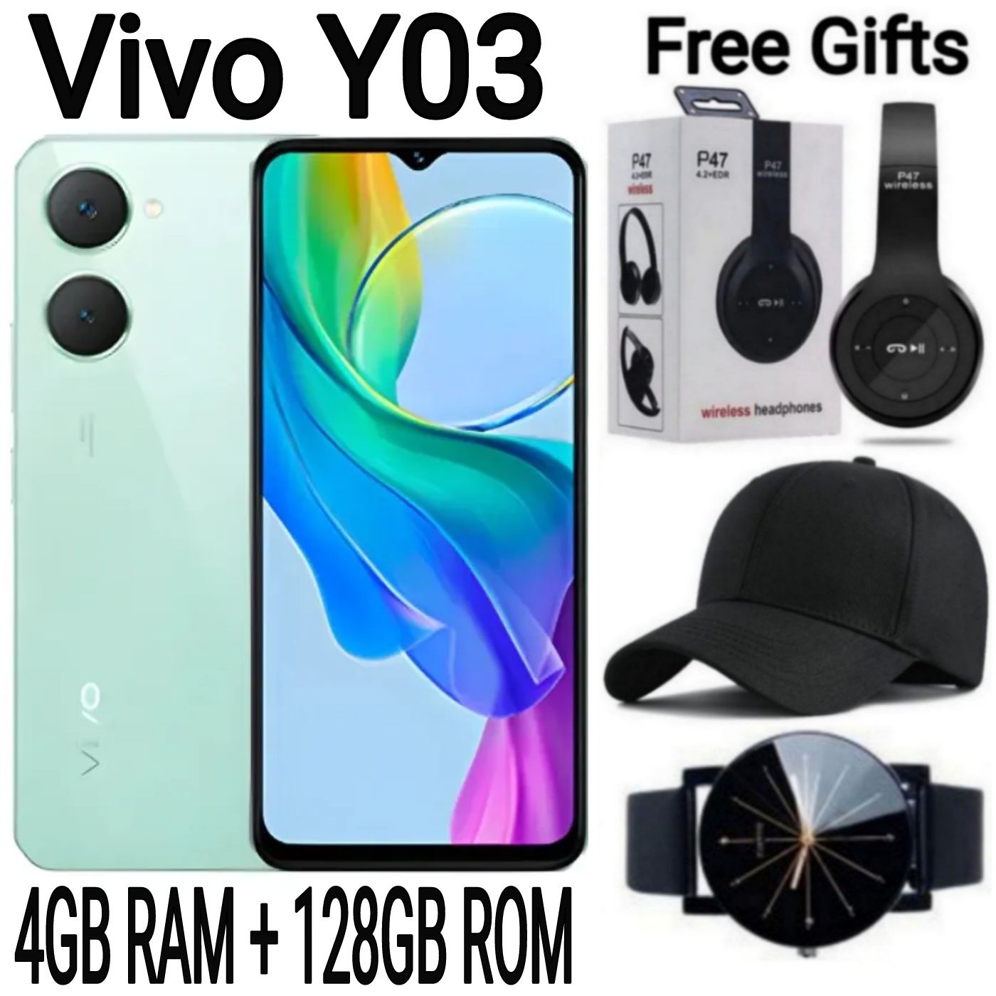 [SUPER DEALS DISCOUNT] Brand New Smart Phone VIVO Y03 6.56'' 4GB RAM + 128GB ROM Dual SIM 5000mAh IP54 dust protected and water resistant Android 14 + FREE GIFTS AVAILABLE