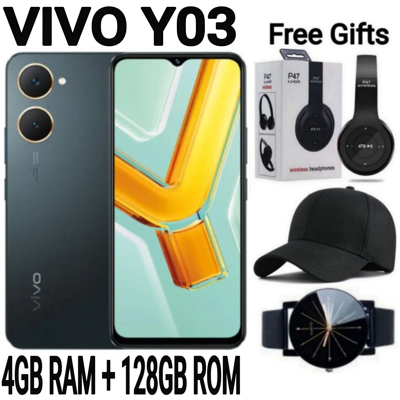 [SUPER DEALS DISCOUNT] Brand New Smart Phone VIVO Y03 6.56'' 4GB RAM + 128GB ROM Dual SIM 5000mAh IP54 dust protected and water resistant Android 14 + FREE GIFTS AVAILABLE