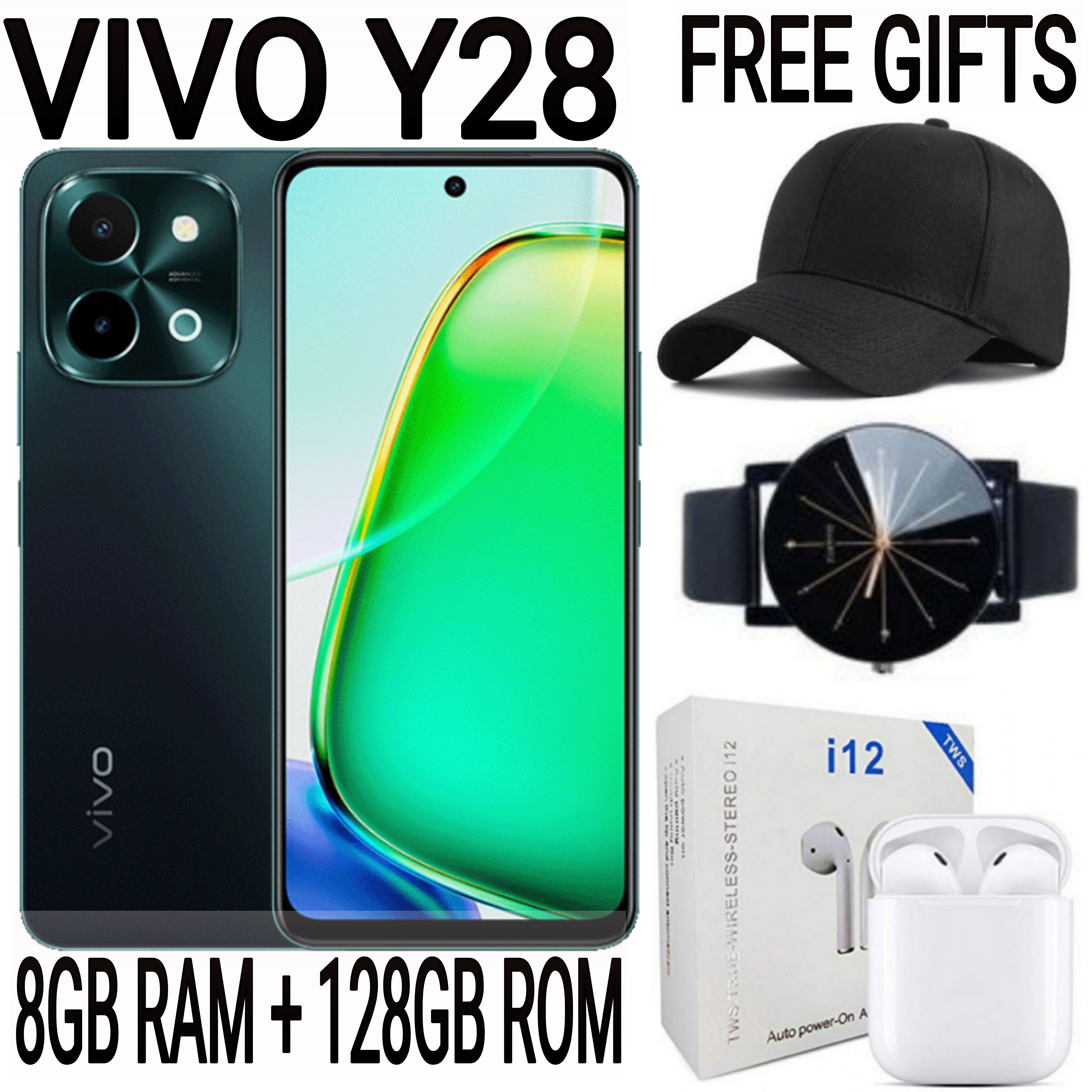 [SUPER DEALS!!!] VIVO Y28 4G 6.68'', 128GB Storage + 8GB RAM Upto 16GB RAM 50MP Camera, 6000mAh with 44WATTS Flash Charge Dual SIM 4G Fingerprint Smart Phones + FREE AMAZING GIFT BUNDLE