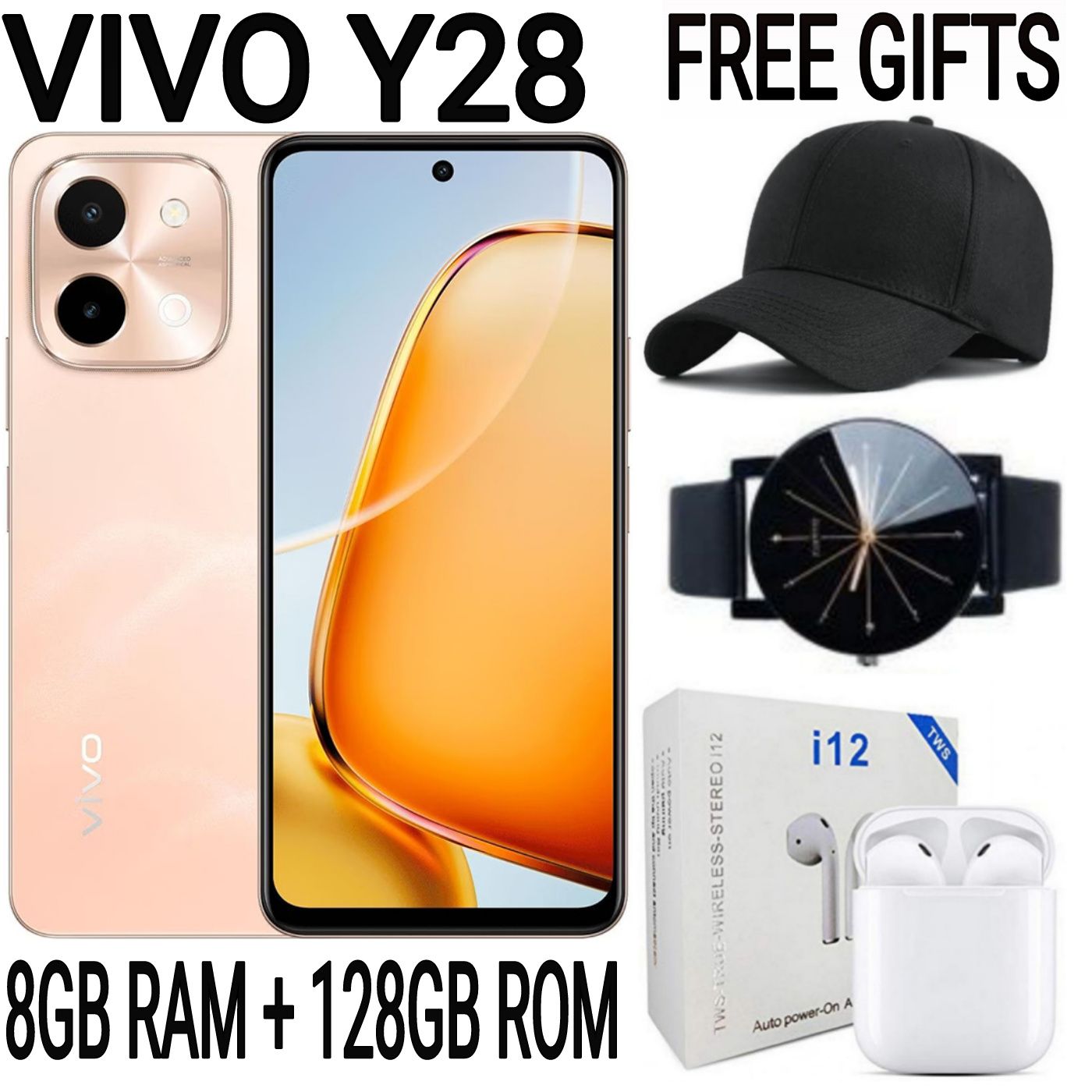 [SUPER DEALS!!!] VIVO Y28 4G 6.68'', 128GB Storage + 8GB RAM Upto 16GB RAM 50MP Camera, 6000mAh with 44WATTS Flash Charge Dual SIM 4G Fingerprint Smart Phones + FREE AMAZING GIFT BUNDLE