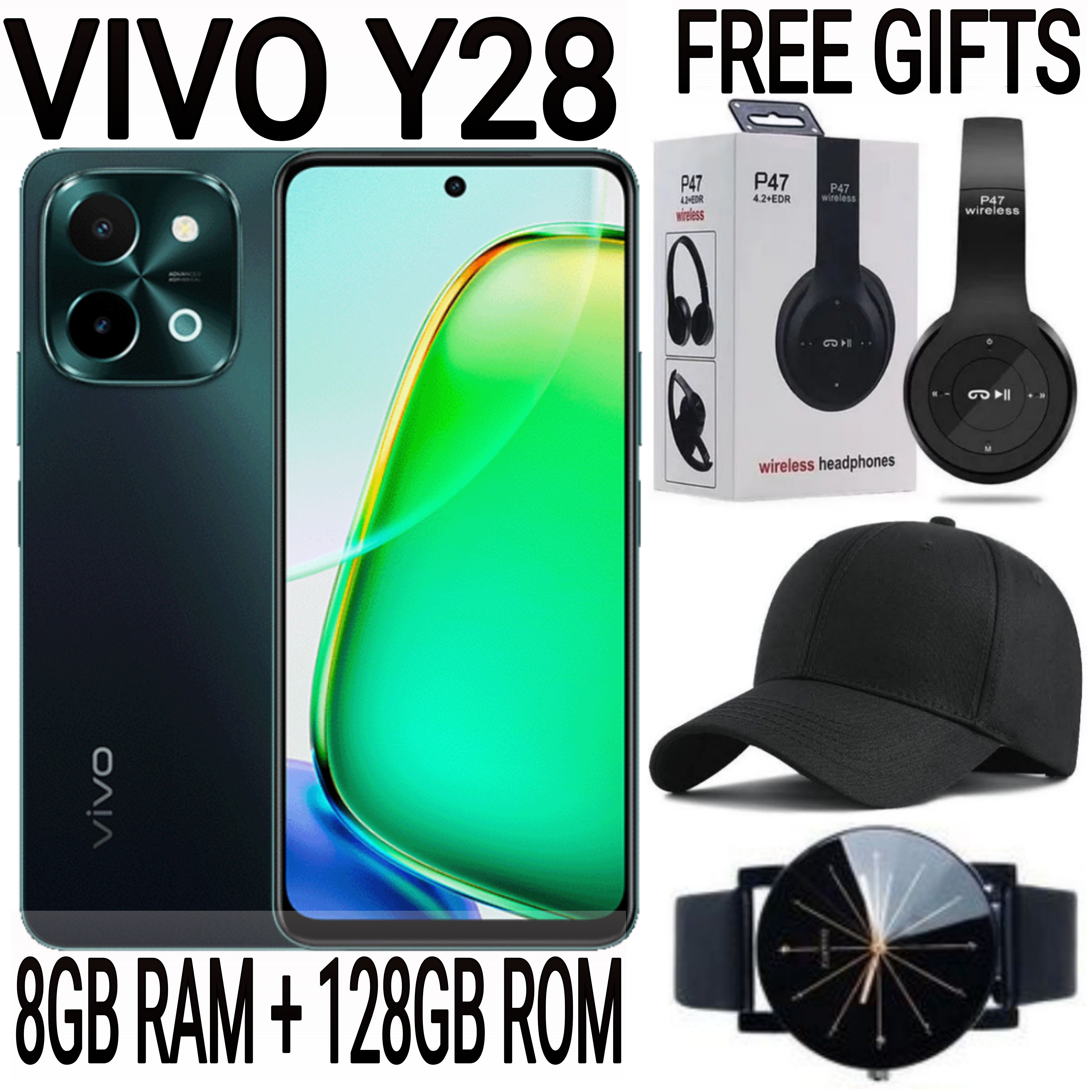 [SUPER DEALS!!!] VIVO Y28 4G 6.68'', 128GB Storage + 8GB RAM Upto 16GB RAM 50MP Camera, 6000mAh with 44WATTS Flash Charge Dual SIM 4G Fingerprint Smart Phones + FREE AMAZING GIFT BUNDLE