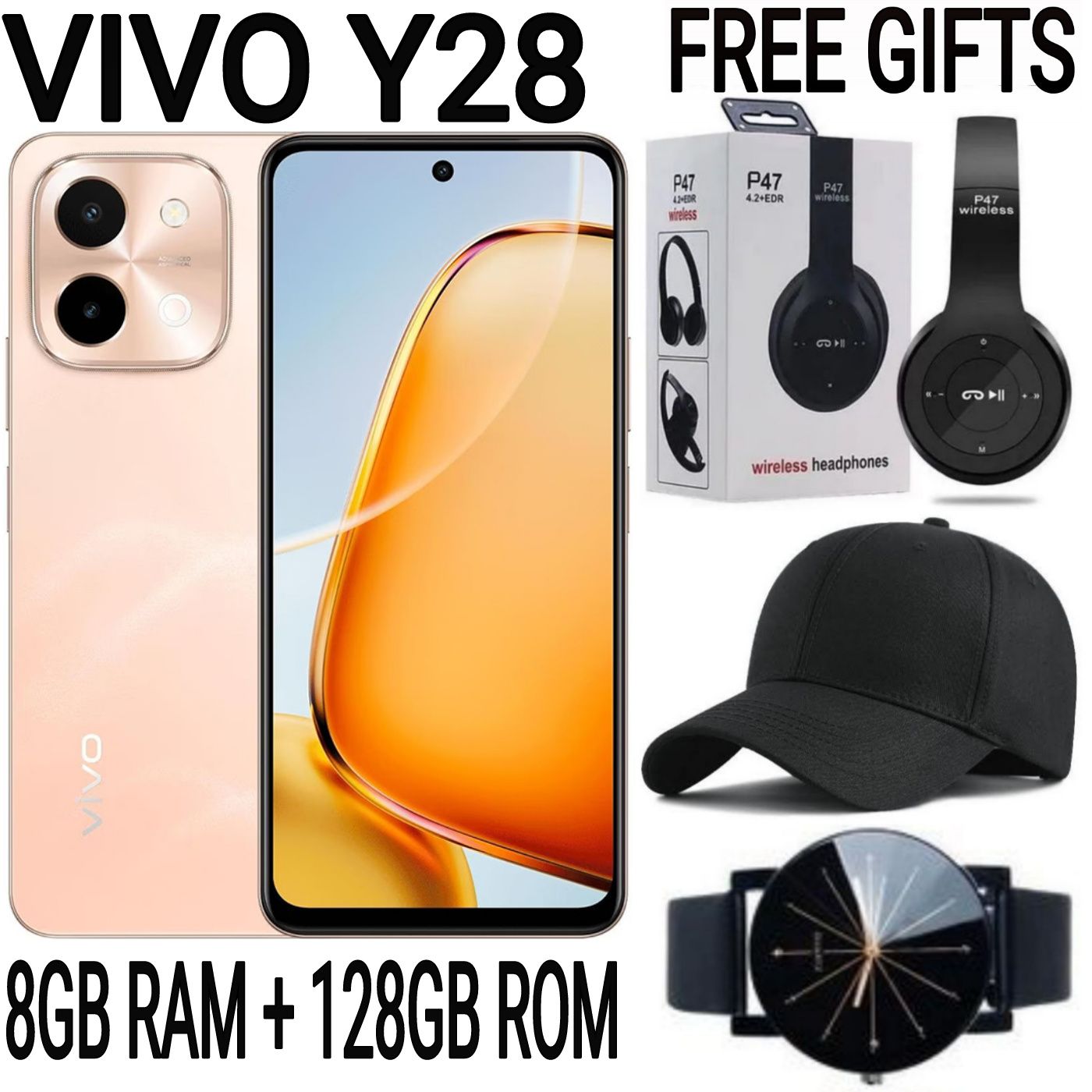 [SUPER DEALS!!!] VIVO Y28 4G 6.68'', 128GB Storage + 8GB RAM Upto 16GB RAM 50MP Camera, 6000mAh with 44WATTS Flash Charge Dual SIM 4G Fingerprint Smart Phones + FREE AMAZING GIFT BUNDLE
