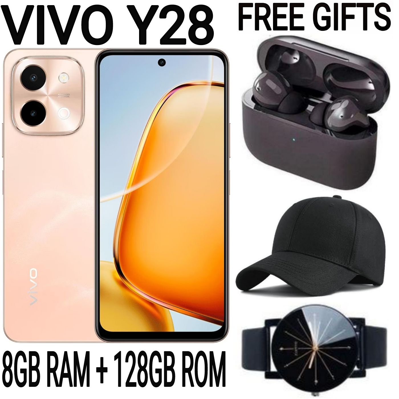 [SUPER DEALS!!!] VIVO Y28 4G 6.68'', 128GB Storage + 8GB RAM Upto 16GB RAM 50MP Camera, 6000mAh with 44WATTS Flash Charge Dual SIM 4G Fingerprint Smart Phones + FREE AMAZING GIFT BUNDLE