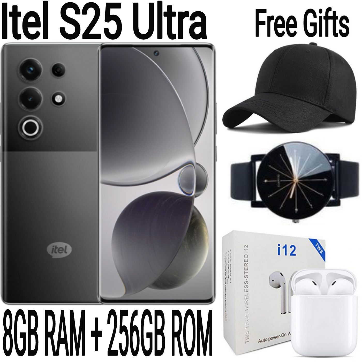 [SUPER DEALS] Itel S25 Ultra 256GB ROM+8GB RAM 50MP+32MP Camera 6.78" 120Hz AMOLED Display 5000mAh Battery Android Smart Phone + FREE AMAZING QUALITY GIFTS