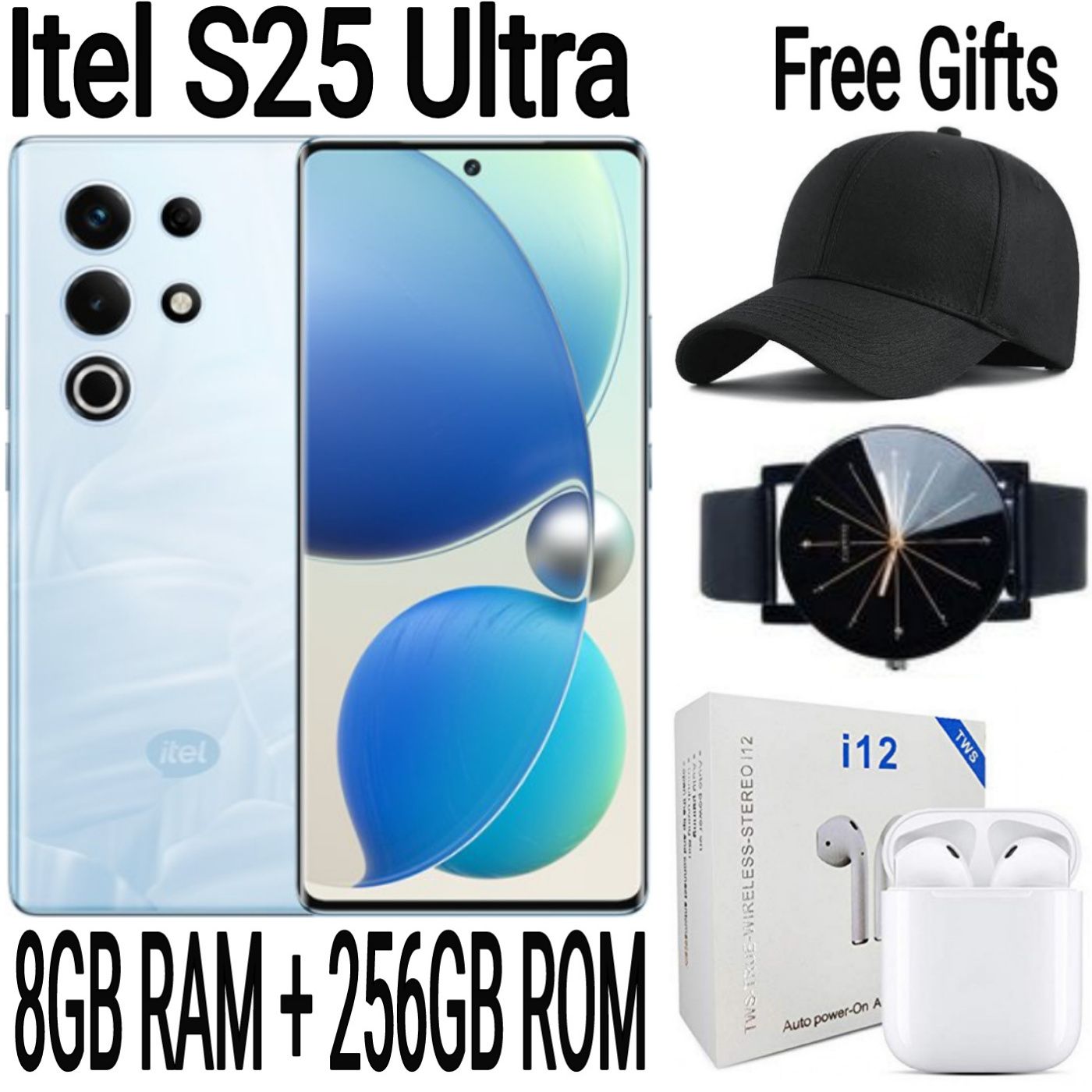 [SUPER DEALS] Itel S25 Ultra 256GB ROM+8GB RAM 50MP+32MP Camera 6.78" 120Hz AMOLED Display 5000mAh Battery Android Smart Phone + FREE AMAZING QUALITY GIFTS
