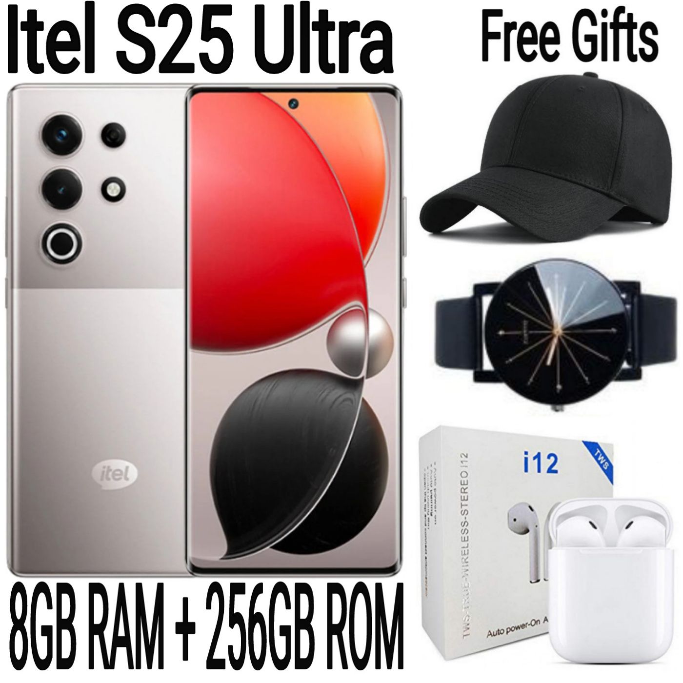 [SUPER DEALS] Itel S25 Ultra 256GB ROM+8GB RAM 50MP+32MP Camera 6.78" 120Hz AMOLED Display 5000mAh Battery Android Smart Phone + FREE AMAZING QUALITY GIFTS