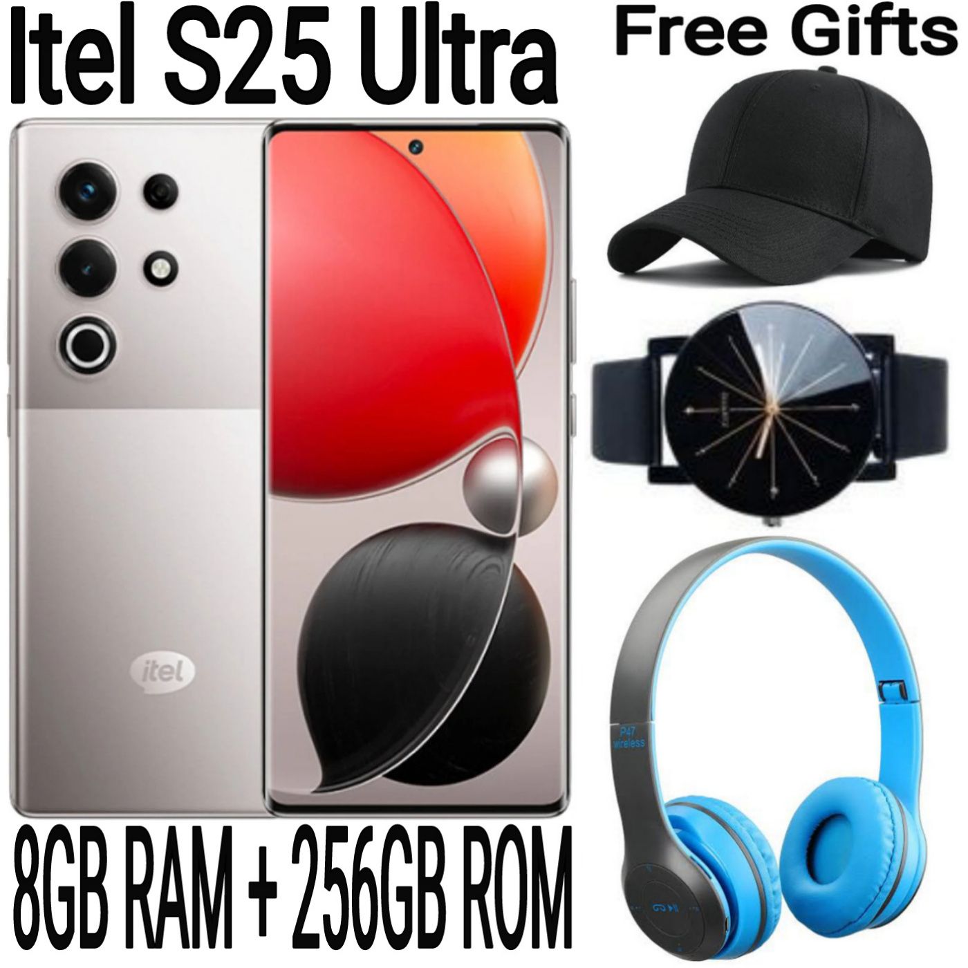[SUPER DEALS] Itel S25 Ultra 256GB ROM+8GB RAM 50MP+32MP Camera 6.78" 120Hz AMOLED Display 5000mAh Battery Android Smart Phone + FREE AMAZING QUALITY GIFTS