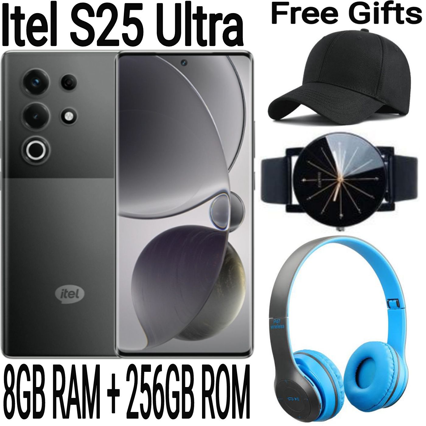 [SUPER DEALS] Itel S25 Ultra 256GB ROM+8GB RAM 50MP+32MP Camera 6.78" 120Hz AMOLED Display 5000mAh Battery Android Smart Phone + FREE AMAZING QUALITY GIFTS