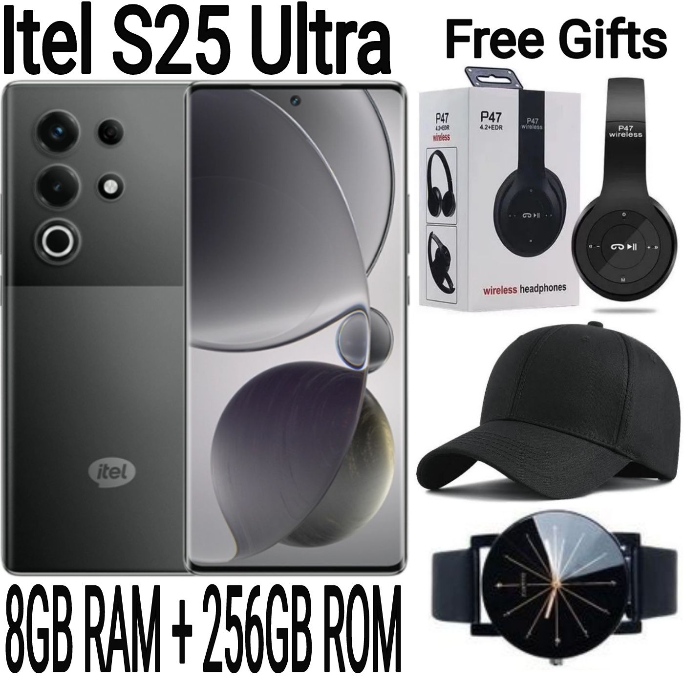 [SUPER DEALS] Itel S25 Ultra 256GB ROM+8GB RAM 50MP+32MP Camera 6.78" 120Hz AMOLED Display 5000mAh Battery Android Smart Phone + FREE AMAZING QUALITY GIFTS