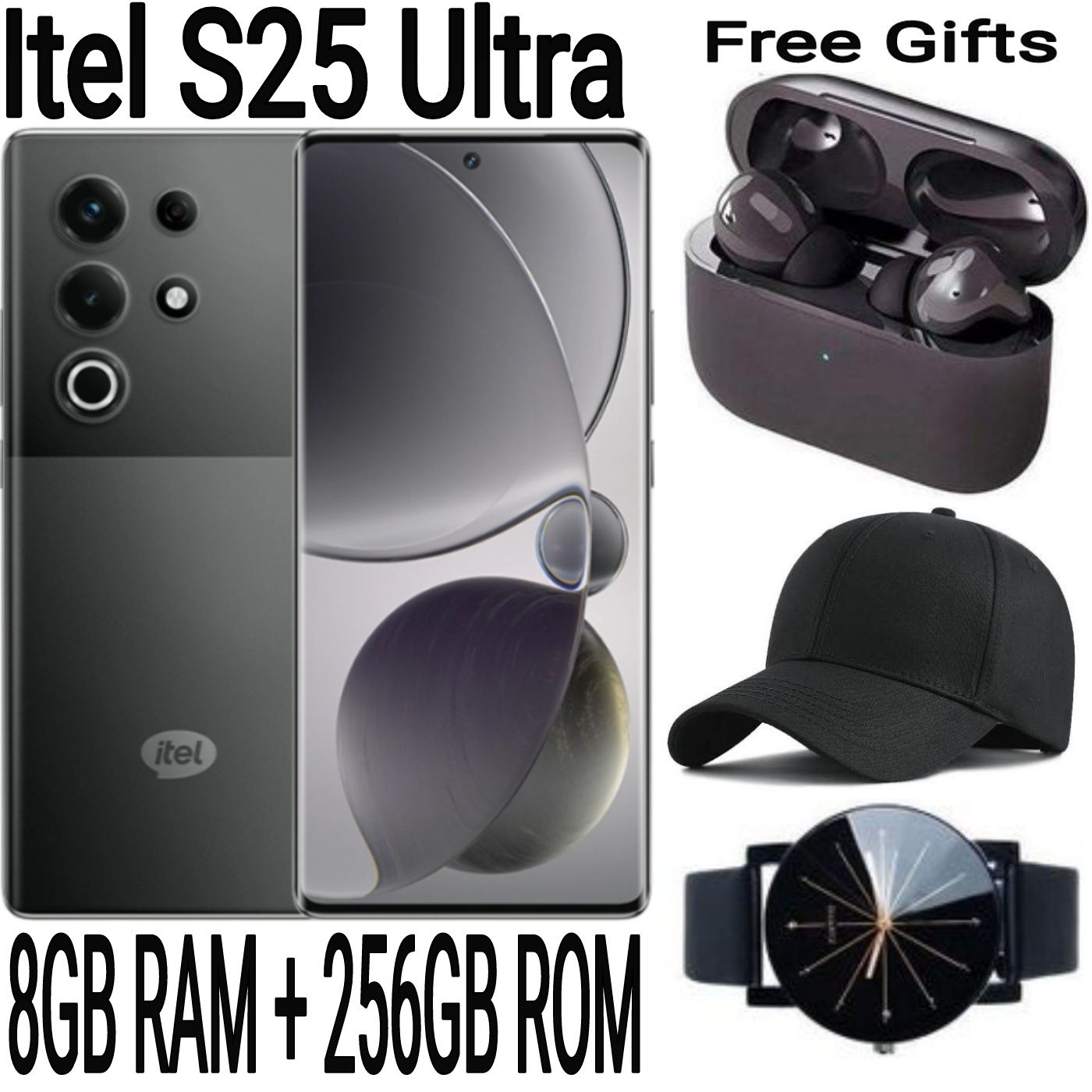 [SUPER DEALS] Itel S25 Ultra 256GB ROM+8GB RAM 50MP+32MP Camera 6.78" 120Hz AMOLED Display 5000mAh Battery Android Smart Phone + FREE AMAZING QUALITY GIFTS