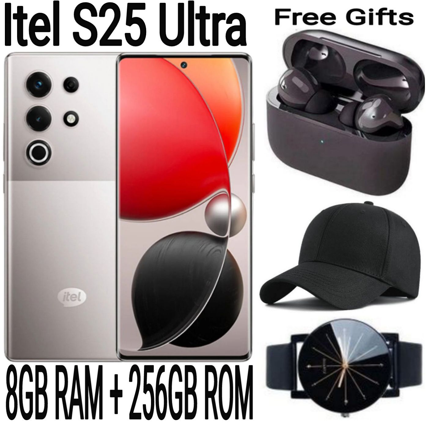 [SUPER DEALS] Itel S25 Ultra 256GB ROM+8GB RAM 50MP+32MP Camera 6.78" 120Hz AMOLED Display 5000mAh Battery Android Smart Phone + FREE AMAZING QUALITY GIFTS
