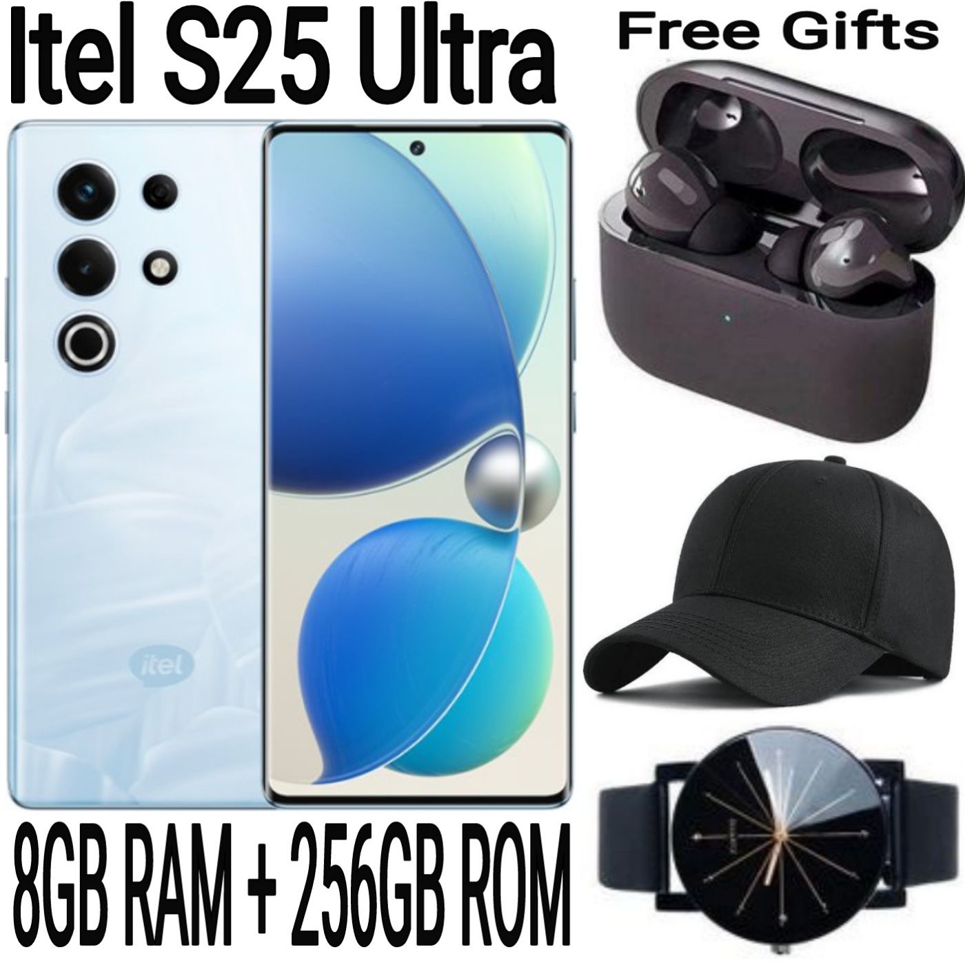[SUPER DEALS] Itel S25 Ultra 256GB ROM+8GB RAM 50MP+32MP Camera 6.78" 120Hz AMOLED Display 5000mAh Battery Android Smart Phone + FREE AMAZING QUALITY GIFTS