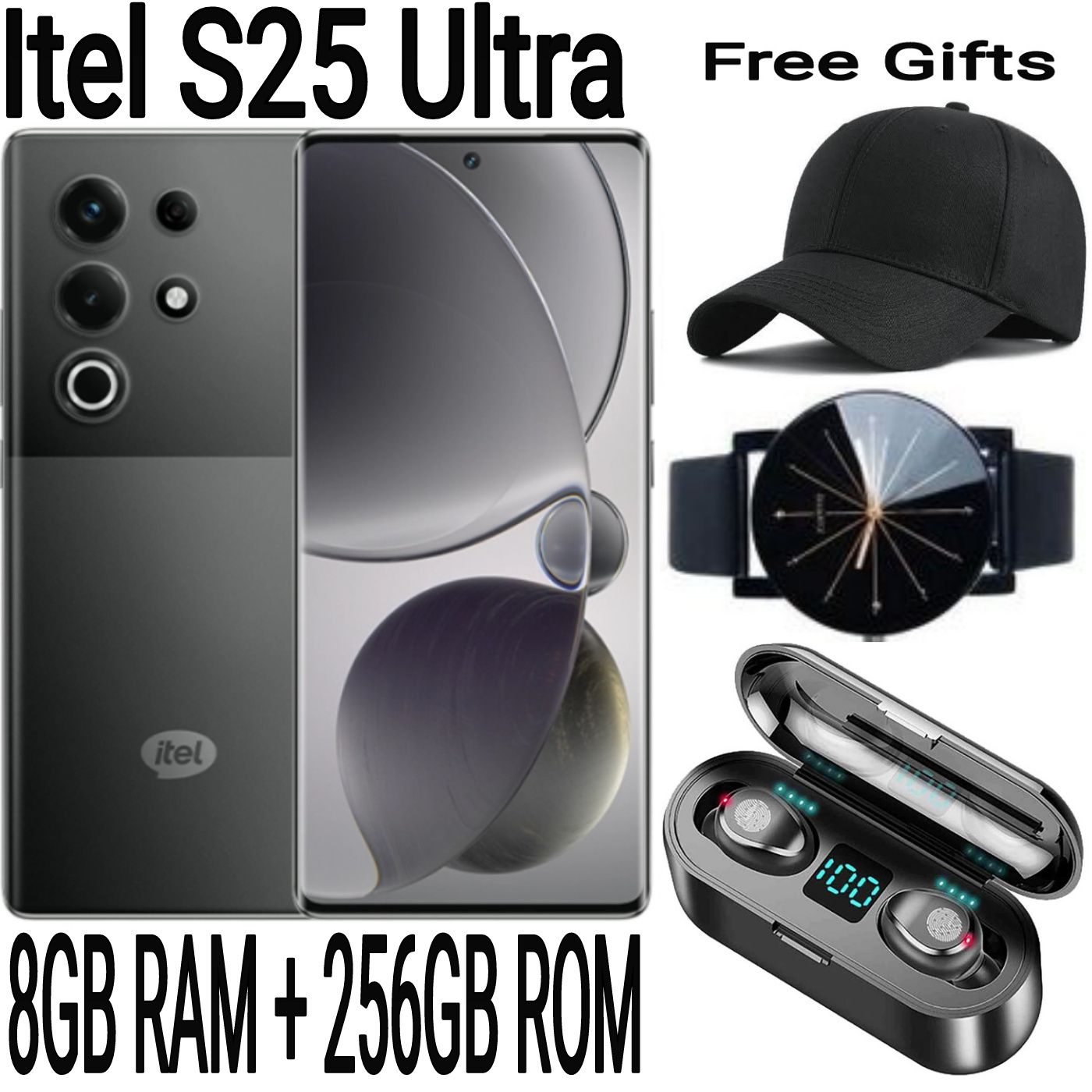[SUPER DEALS] Itel S25 Ultra 256GB ROM+8GB RAM 50MP+32MP Camera 6.78" 120Hz AMOLED Display 5000mAh Battery Android Smart Phone + FREE AMAZING QUALITY GIFTS