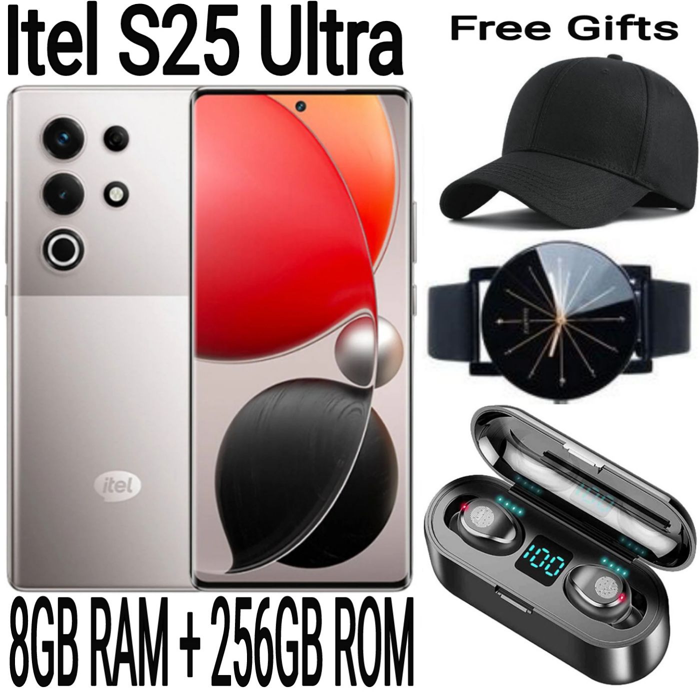 [SUPER DEALS] Itel S25 Ultra 256GB ROM+8GB RAM 50MP+32MP Camera 6.78" 120Hz AMOLED Display 5000mAh Battery Android Smart Phone + FREE AMAZING QUALITY GIFTS