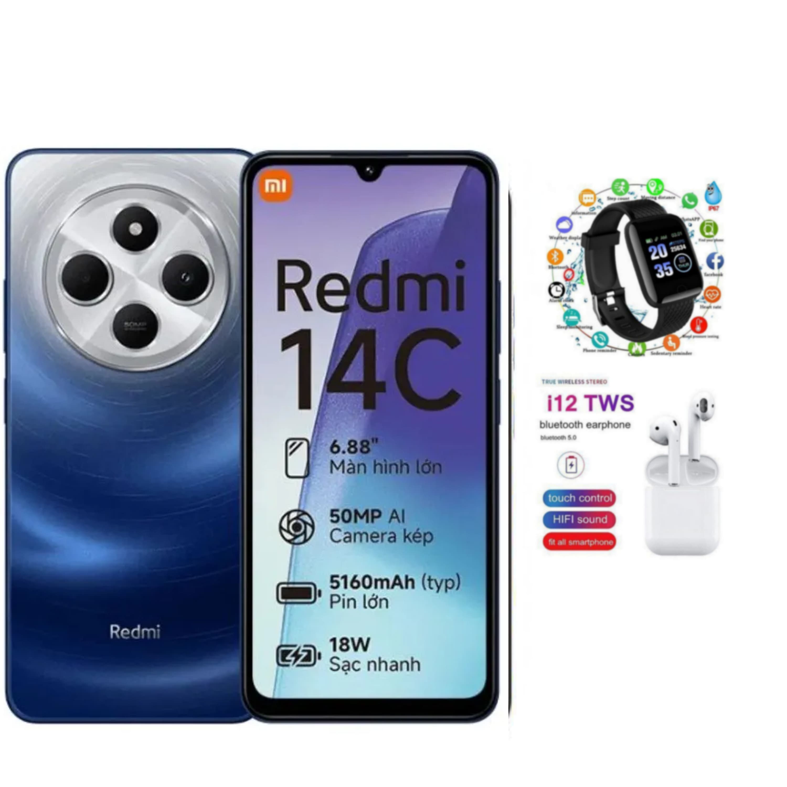 (NEW ARRIVALS) XIAOMI Redmi 14C 256GB Storage Upto 16(8+8)GB Ram 50MP AI Dual Camera Immersive 6.88" UHD Display Upto 120Hz Refresh Rate Dual Sim 5160mAh Battery Elegant glass back cover Smart Phone